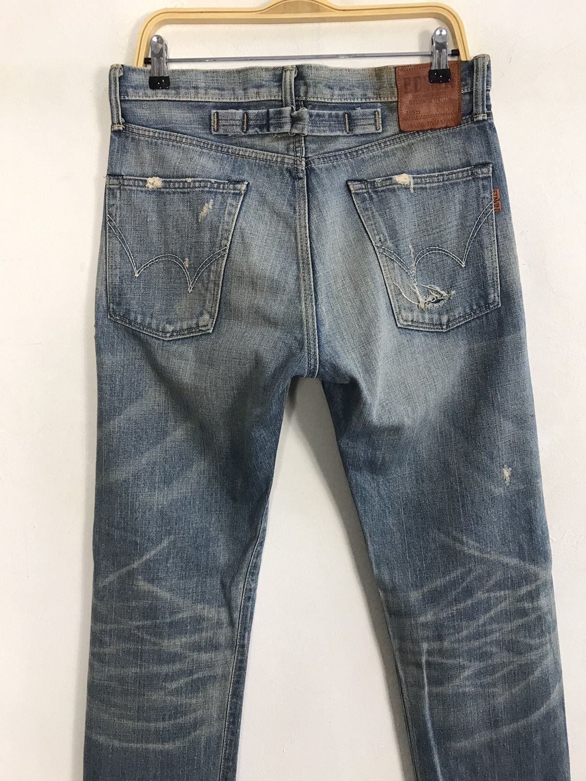 Edwin × Vintage Vintage Edwin Selvedge Buckle Back Distressed Made In 🇯🇵 Size US 33 - 11 Thumbnail