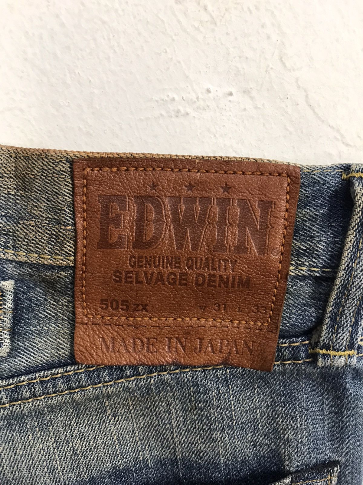 Edwin × Vintage Vintage Edwin Selvedge Buckle Back Distressed Made In 🇯🇵 Size US 33 - 16 Thumbnail