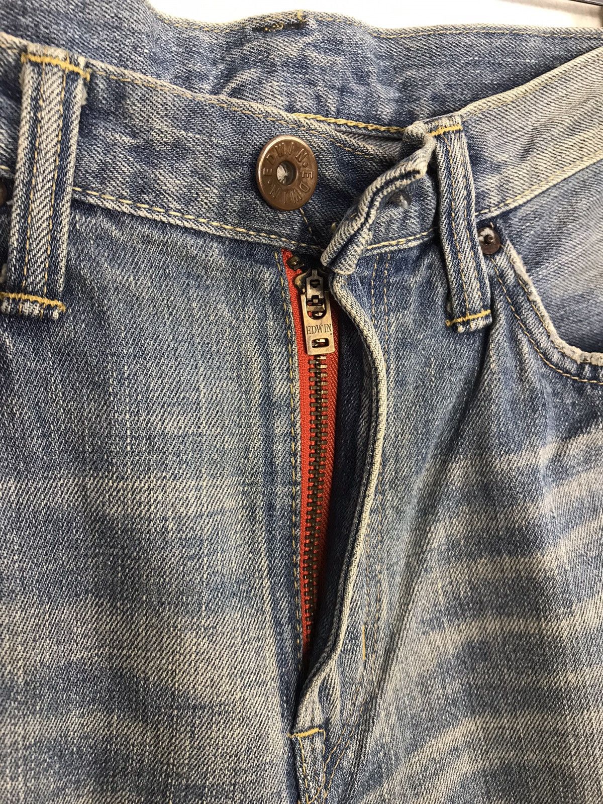 Edwin × Vintage Vintage Edwin Selvedge Buckle Back Distressed Made In 🇯🇵 Size US 33 - 10 Thumbnail