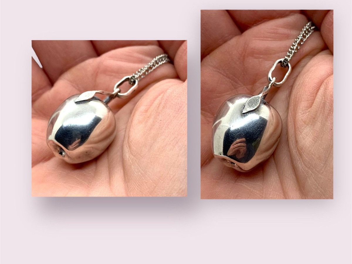 Vintage Vintage Silver Apple Necklace Pendant & Chain + Gift Box 925 Size ONE SIZE - 4 Thumbnail