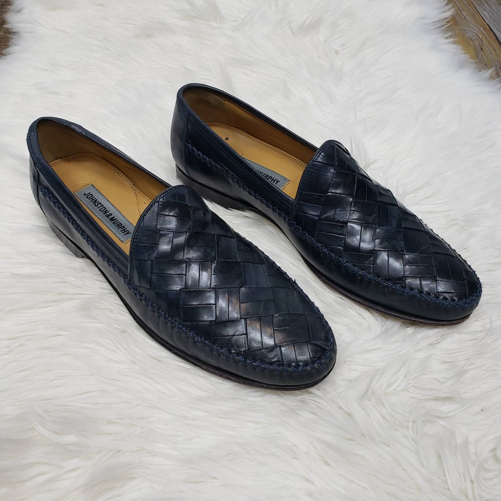 Johnston & Murphy Johnston & Murphy Leather Woven Loafer 9.5 M Leather ...