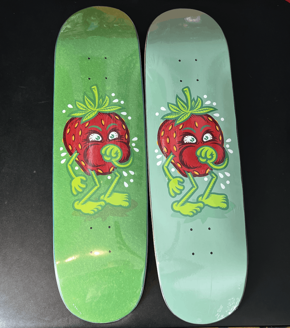 image of Strangelove Skateboards Strangelove Bratrud Strawberry Cough Skateboard Deck Set, Men's