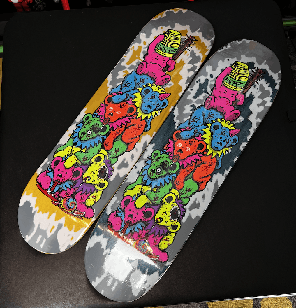 image of Strangelove Skateboards Grateful Dead Bears Deck Set in Blue, Men's