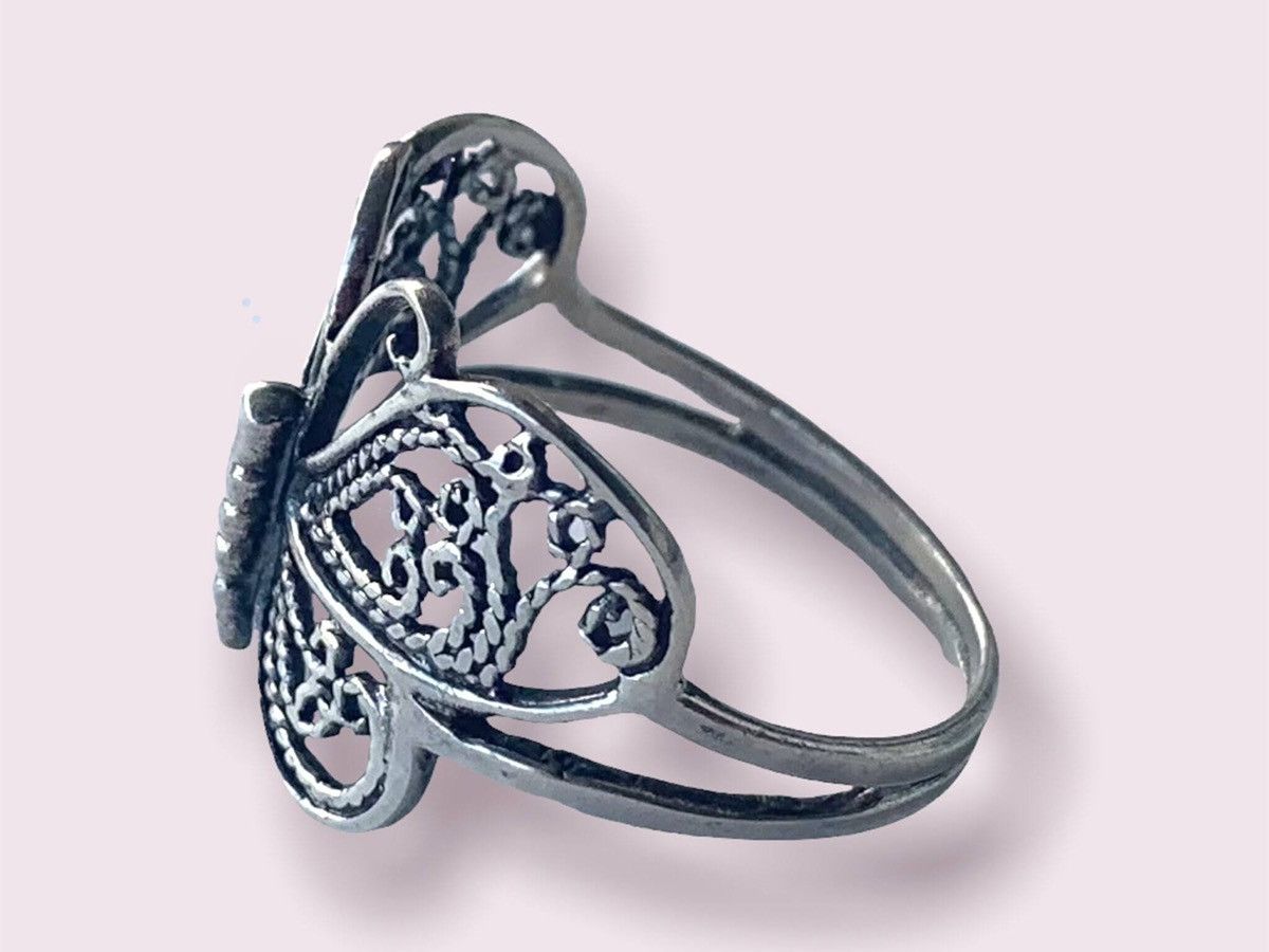 Vintage Big Silver Butterfly Ring Vintage 925 + Gift Box Size ONE SIZE - 3 Thumbnail