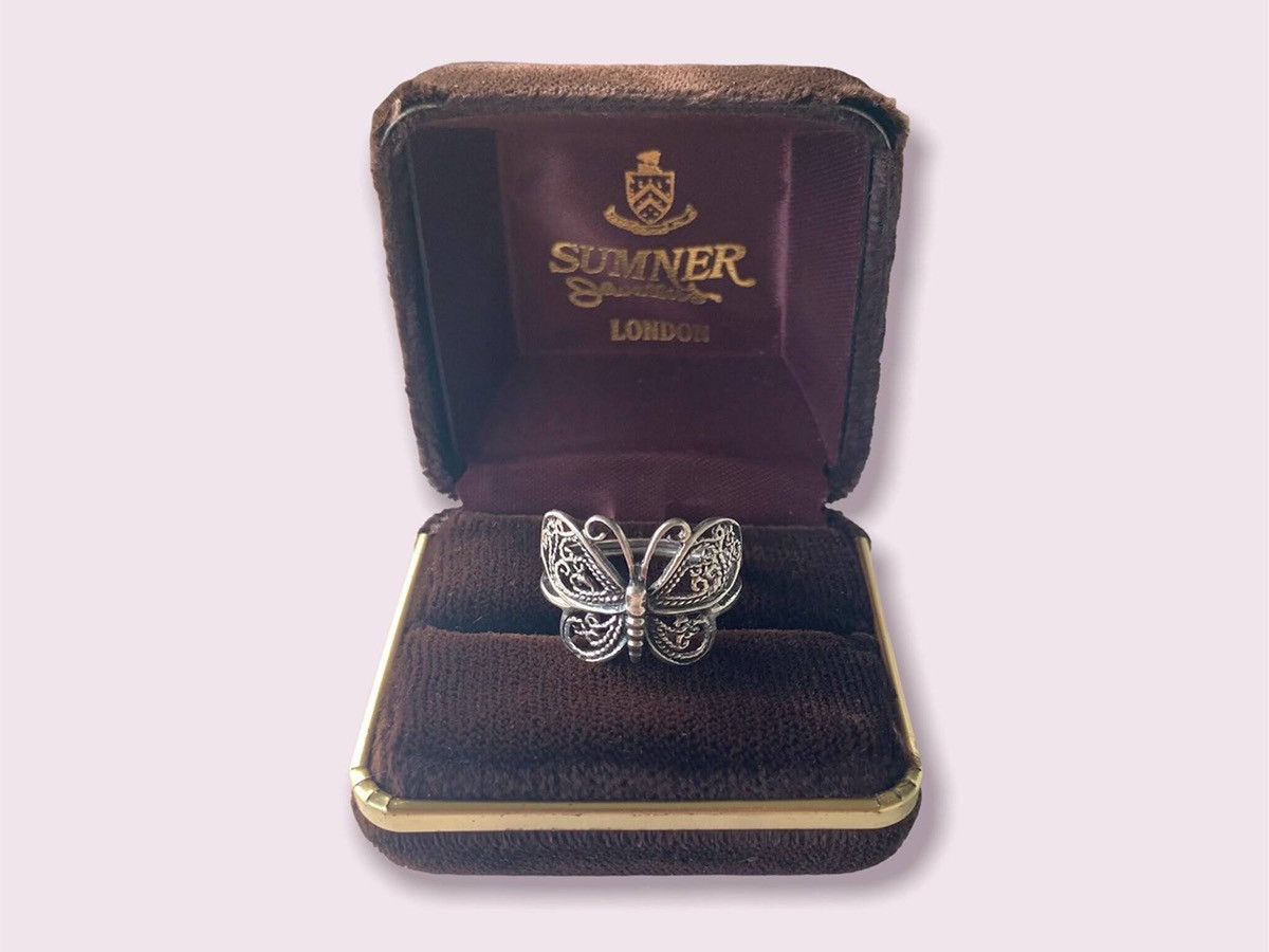 Vintage Big Silver Butterfly Ring Vintage 925 + Gift Box Size ONE SIZE - 1 Thumbnail