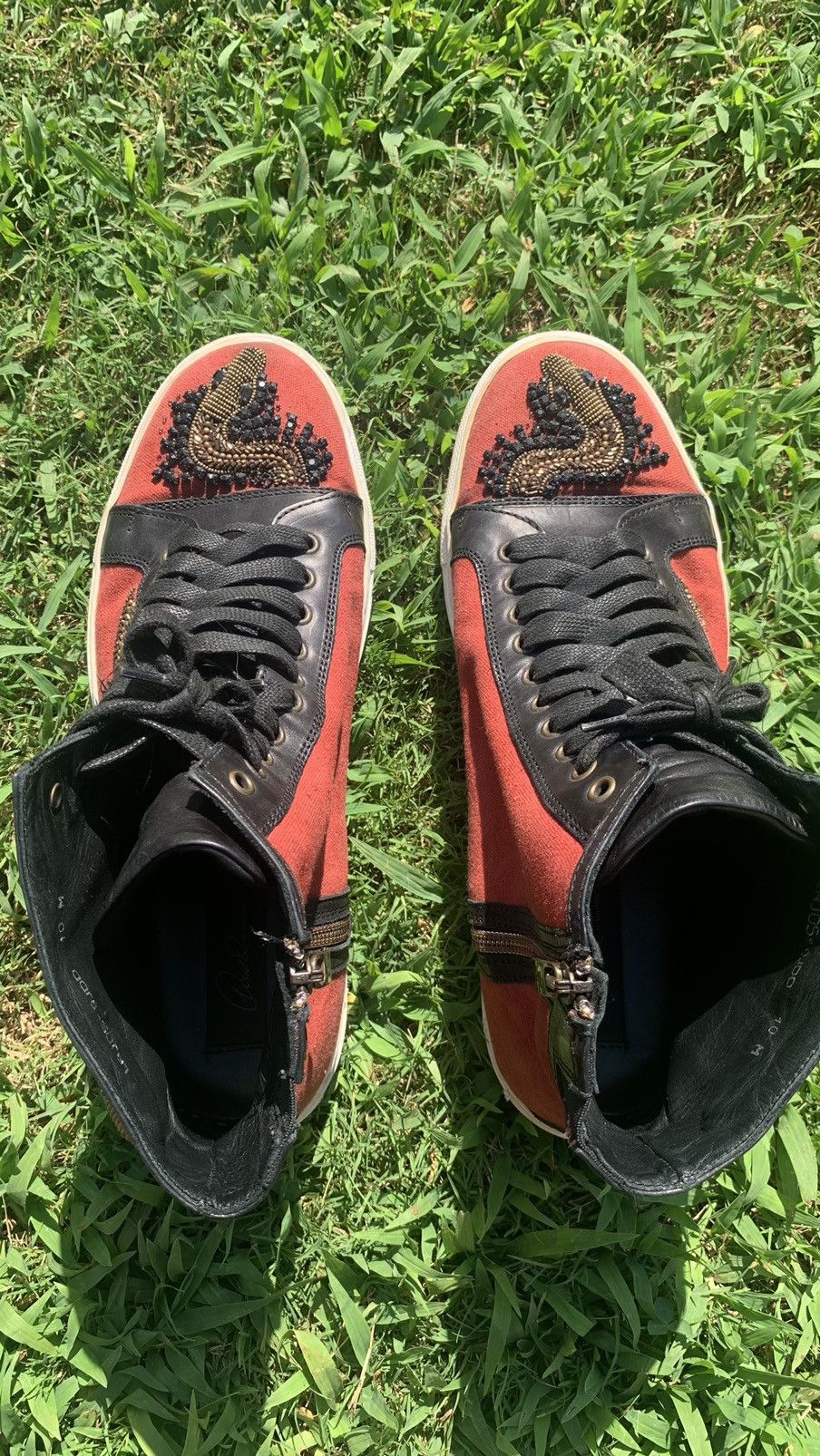Donald Pliner Donald J Pliner Signature Lajos Snake-Beaded Hi Top Sneaker Size US 10 / EU 43 - 7 Thumbnail