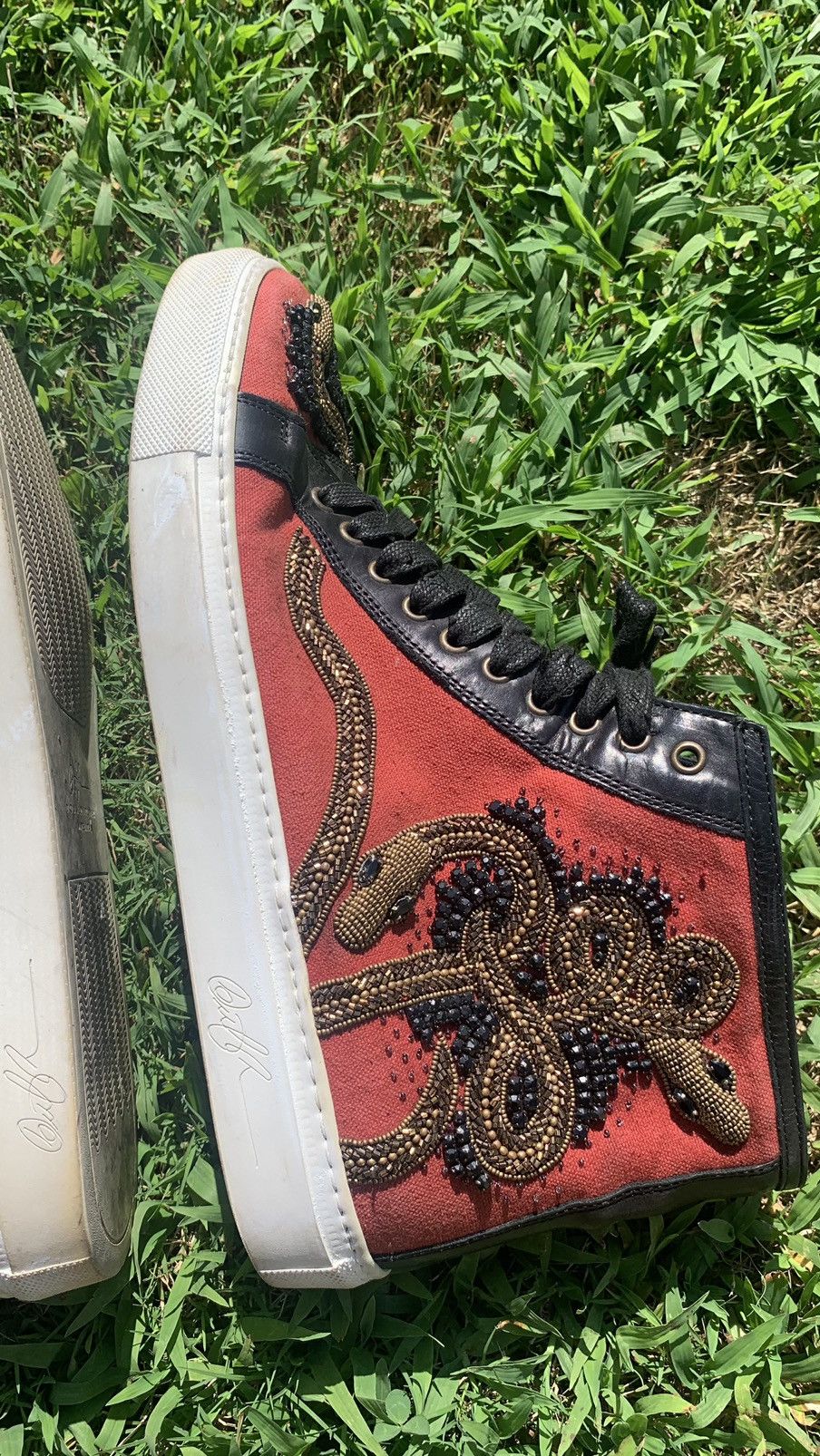 Donald Pliner Donald J Pliner Signature Lajos Snake-Beaded Hi Top Sneaker Size US 10 / EU 43 - 11 Thumbnail