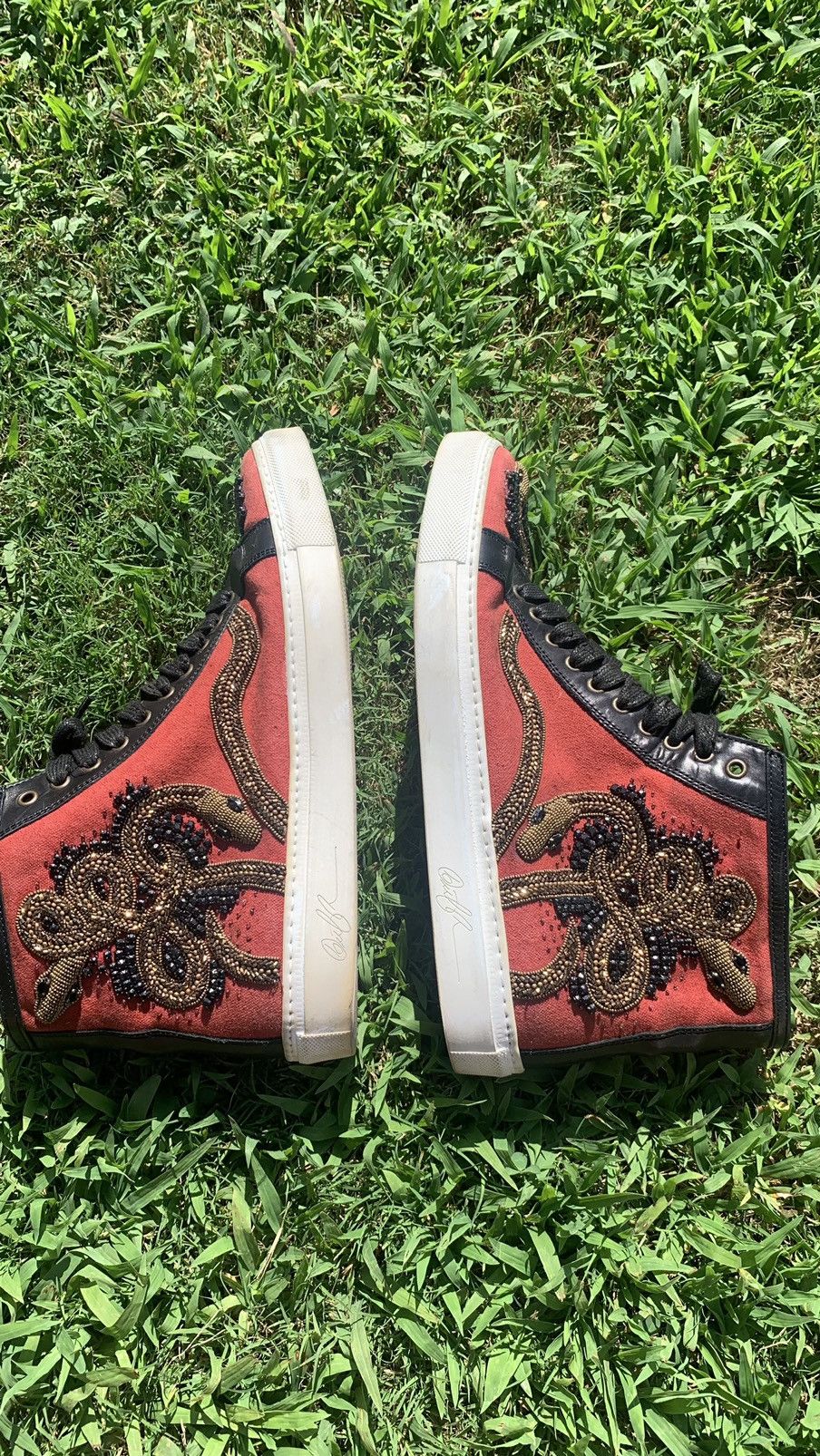 Donald Pliner Donald J Pliner Signature Lajos Snake-Beaded Hi Top Sneaker Size US 10 / EU 43 - 10 Thumbnail