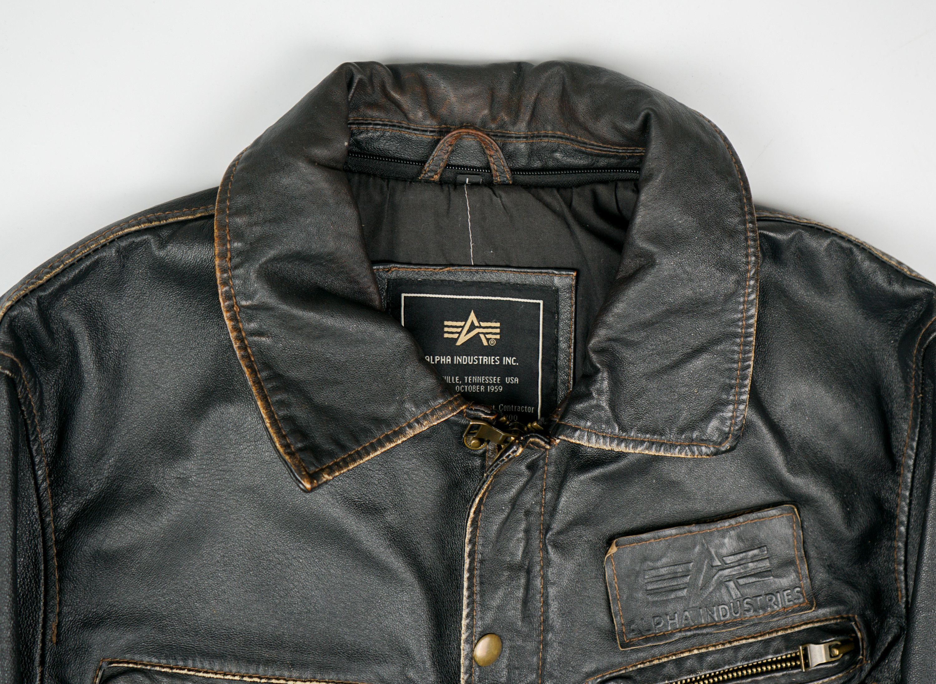 Alpha Industries × Vintage 90s Alpha Industries Leather Jacket Size US M / EU 48-50 / 2 - 5 Thumbnail