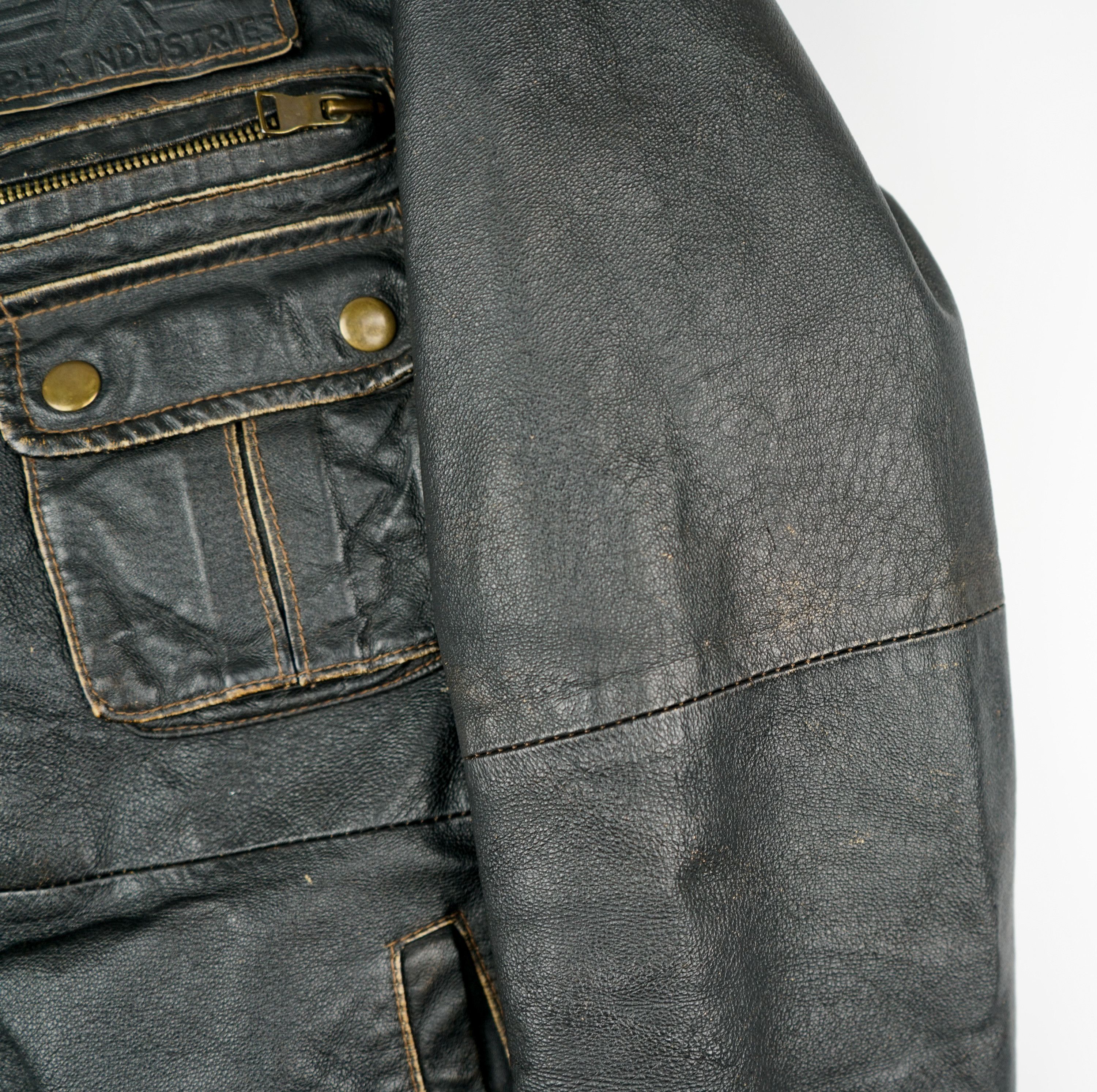 Alpha Industries × Vintage 90s Alpha Industries Leather Jacket Size US M / EU 48-50 / 2 - 6 Thumbnail