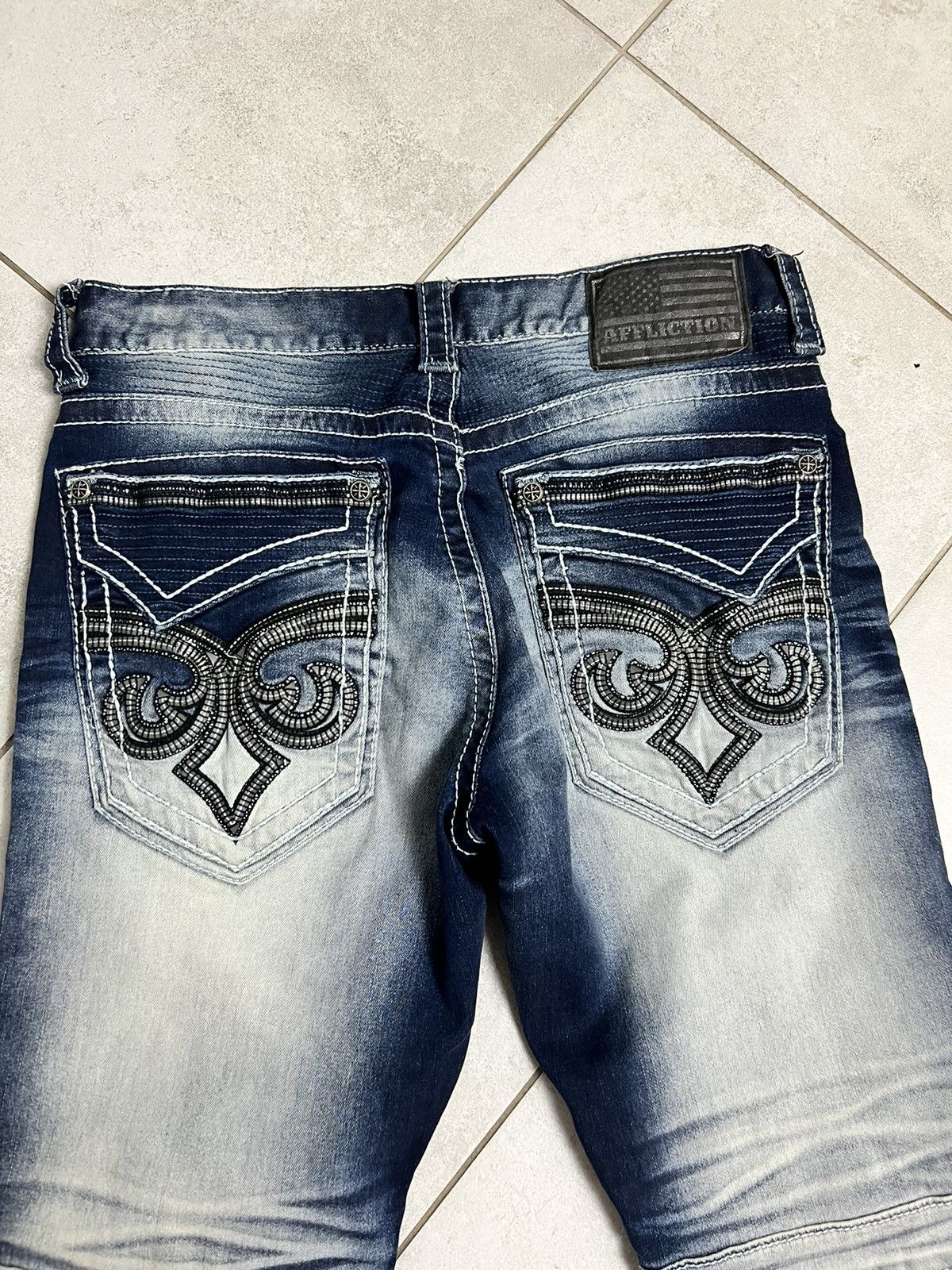 Affliction Rare Vintage Affliction Biker Drip Denim Jeans Pants USA 32 Size US 32 / EU 48 - 4 Thumbnail