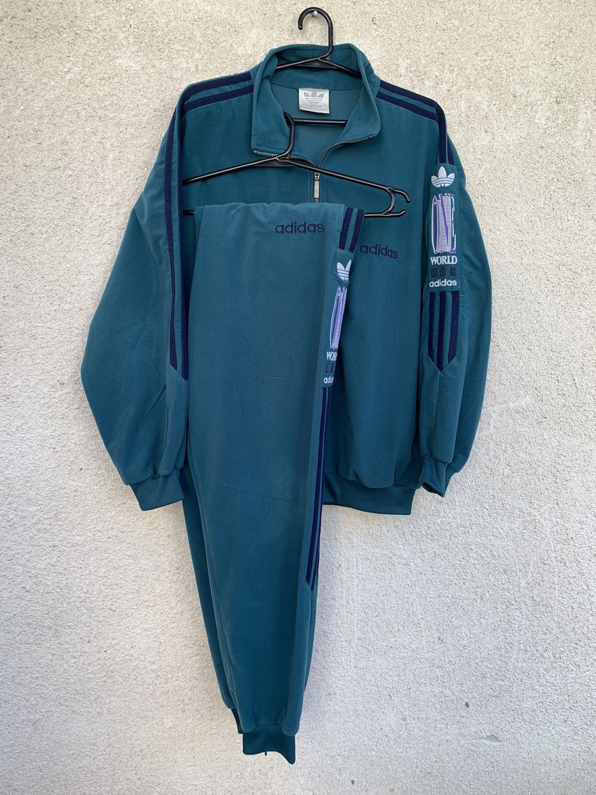 Vintage 90s 'Adidas' Grey Navy Black Track Jacket 2XL 3XL