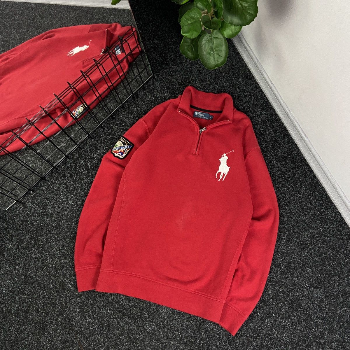 Rare Ski ⛷️ Polo Ralph Lauren Zip 1/4 Sweatshirt Vintage Red
