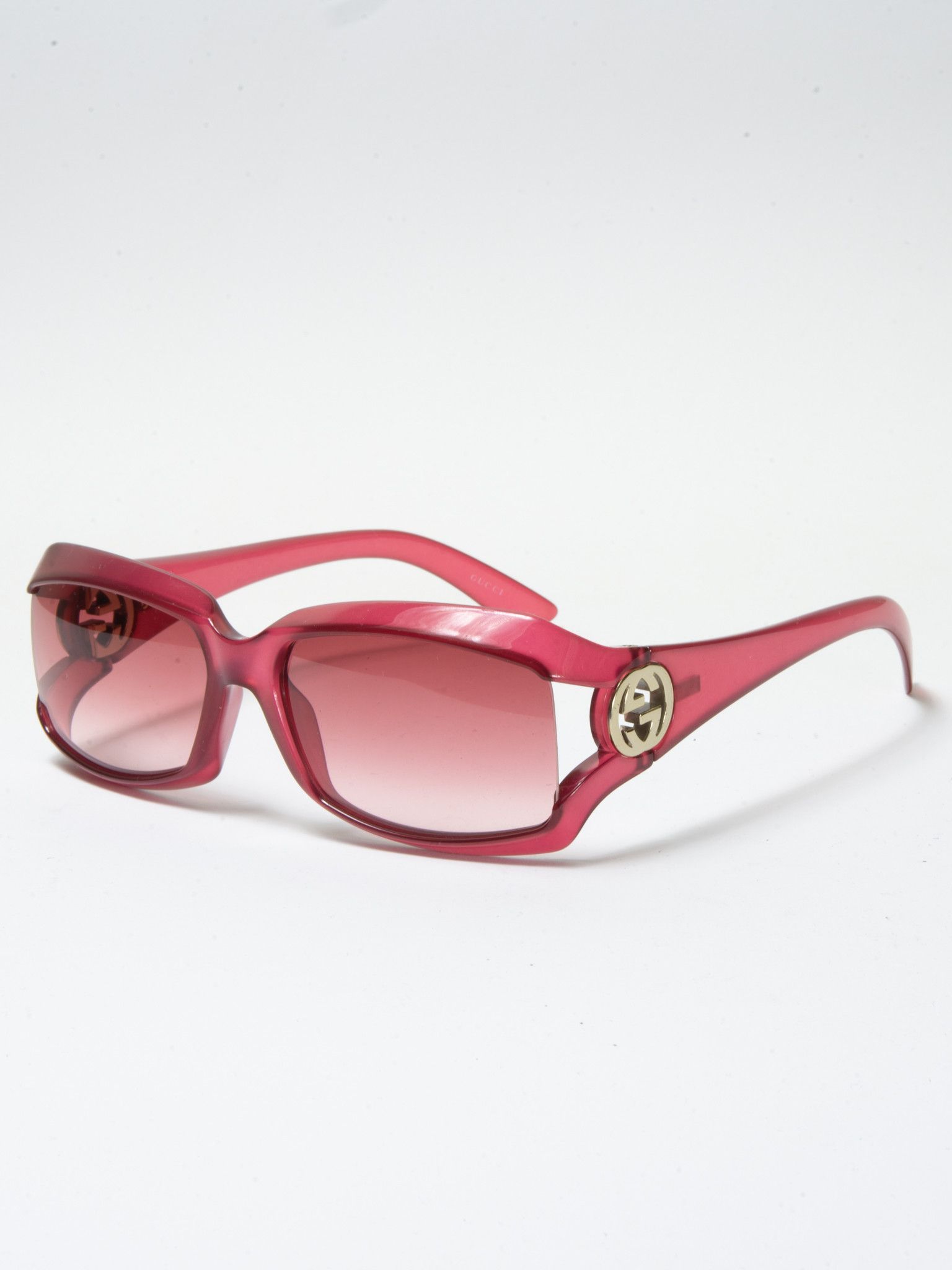 image of Gucci Vintage Red Sunglasses With Golden Logos, Women's