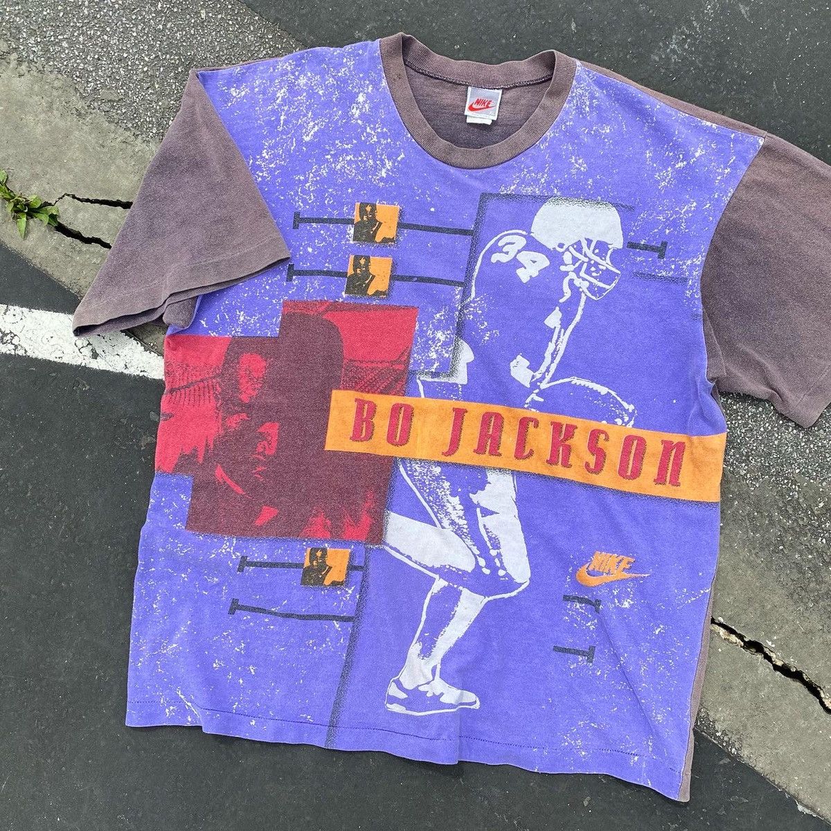 Vintage Crazy Nike Bo Jackson t shirt sun faded 90s Size US XL / EU 56 / 4 - 2 Thumbnail