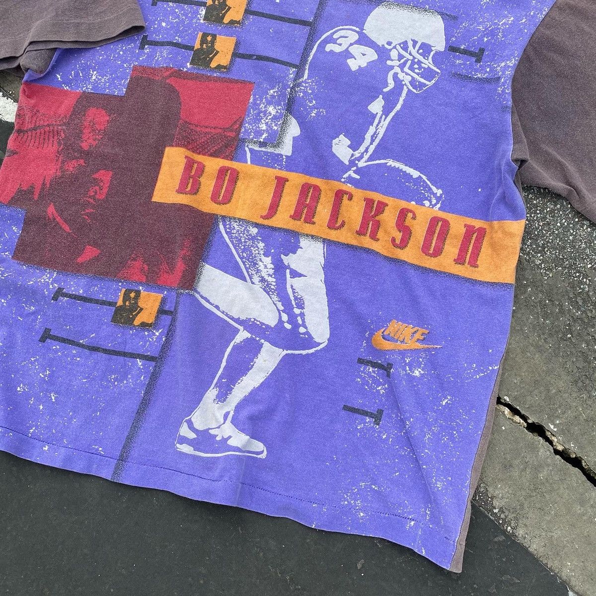 Vintage Crazy Nike Bo Jackson t shirt sun faded 90s Size US XL / EU 56 / 4 - 6 Thumbnail
