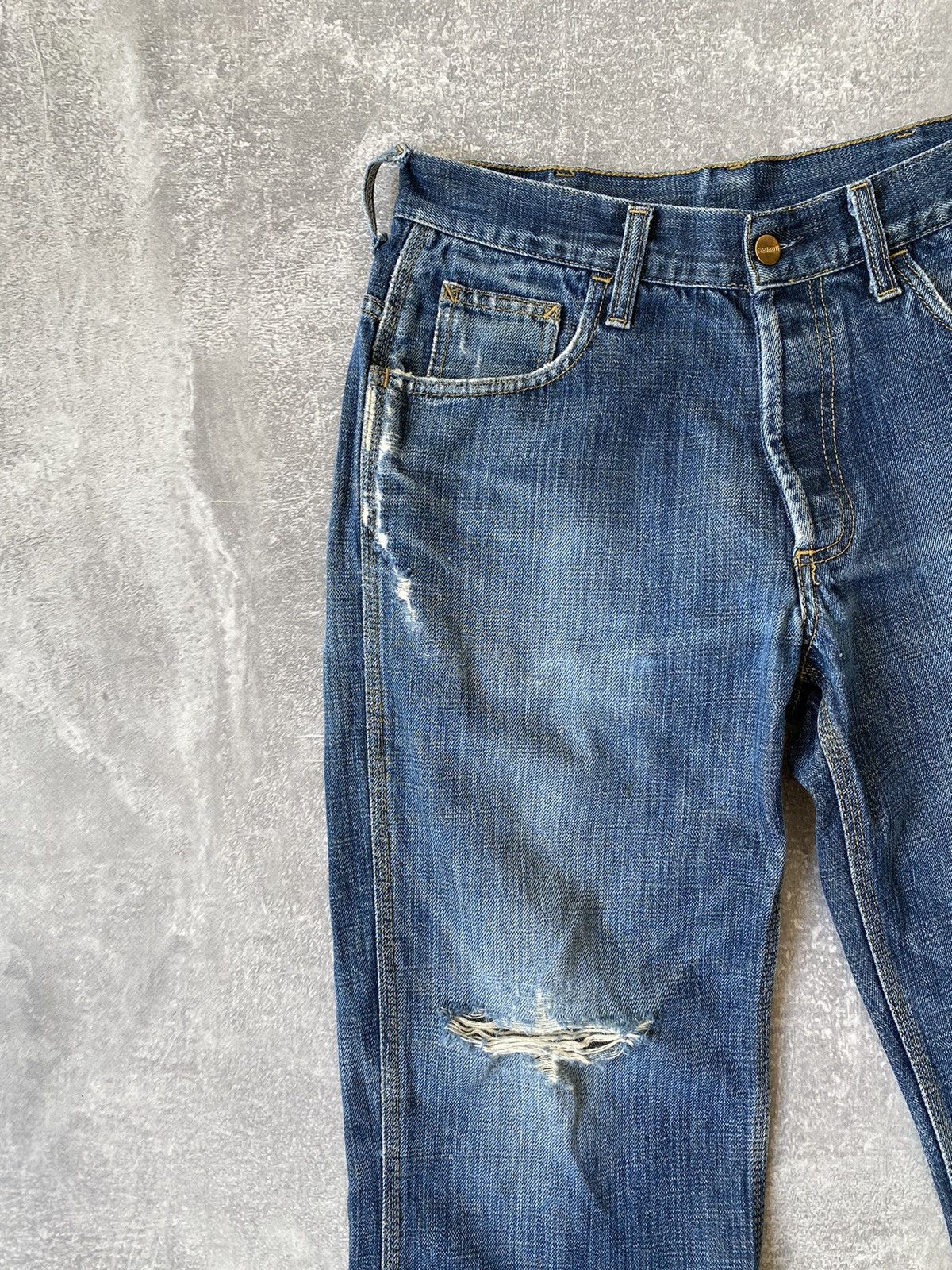 Carhartt × Vintage Vintage Carhartt Distressed Trashed Denim Pants Size US 30 / EU 46 - 3 Thumbnail