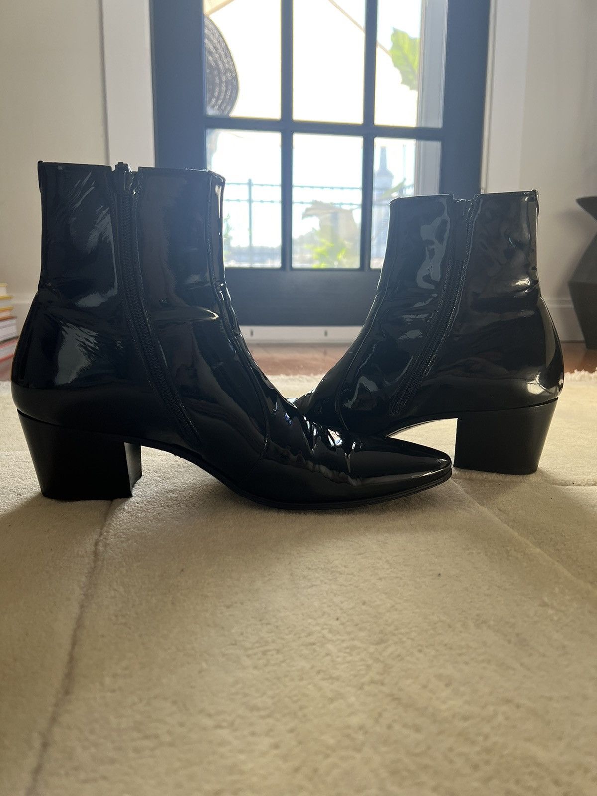 Yves Saint Laurent Men's Wyatt Patent Leather Zip Ankle Boots