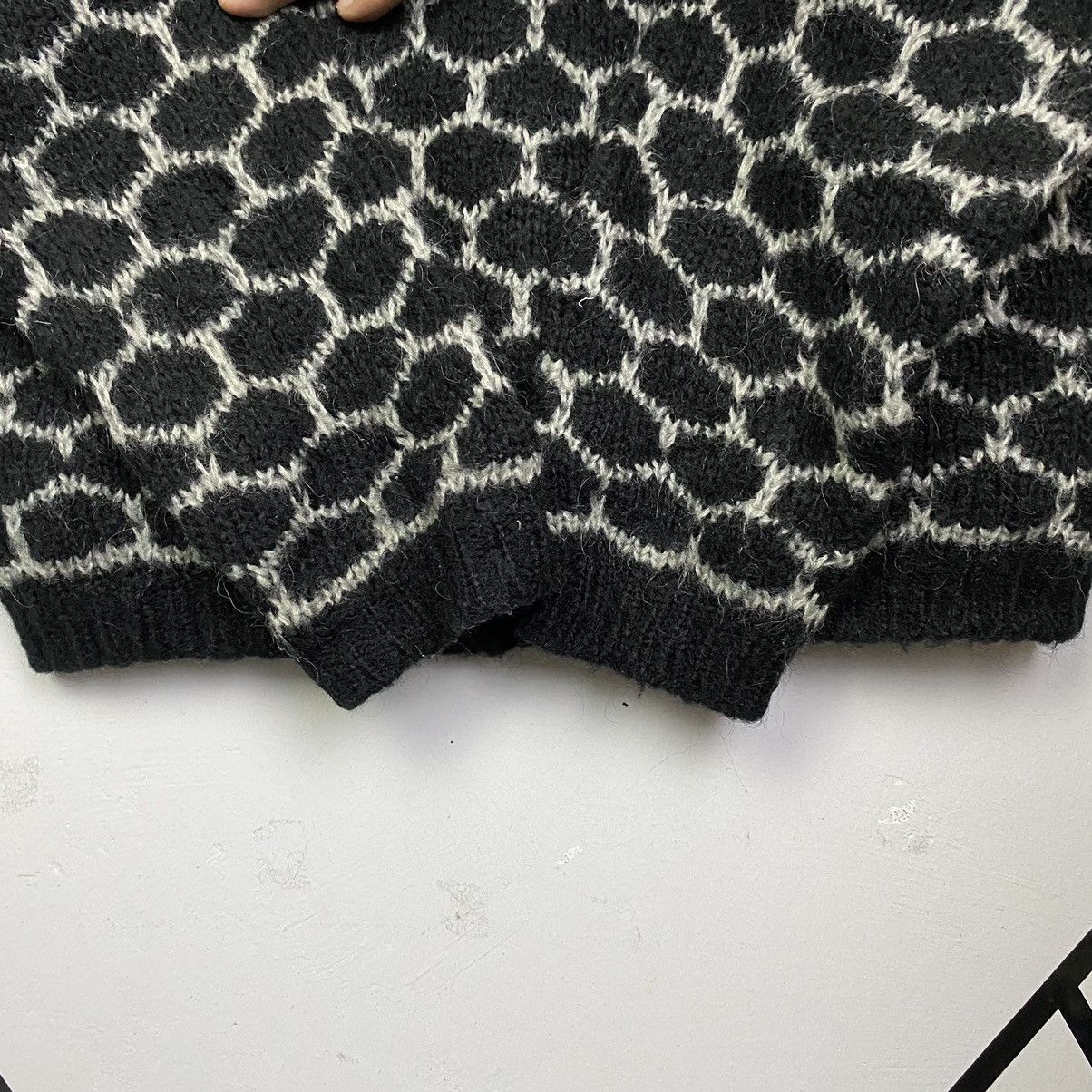 Aran Isles Knitwear × Japanese Brand × Vintage Steal🔥Vintage Japan Honeycomb Mohair Wool Knitwear Jumper Size US M / EU 48-50 / 2 - 6 Thumbnail