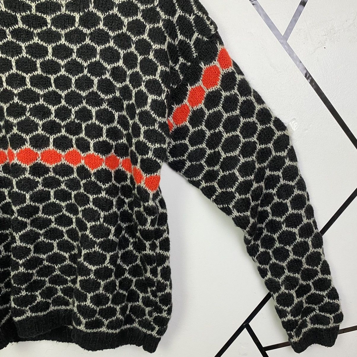 Aran Isles Knitwear × Japanese Brand × Vintage Steal🔥Vintage Japan Honeycomb Mohair Wool Knitwear Jumper Size US M / EU 48-50 / 2 - 4 Thumbnail
