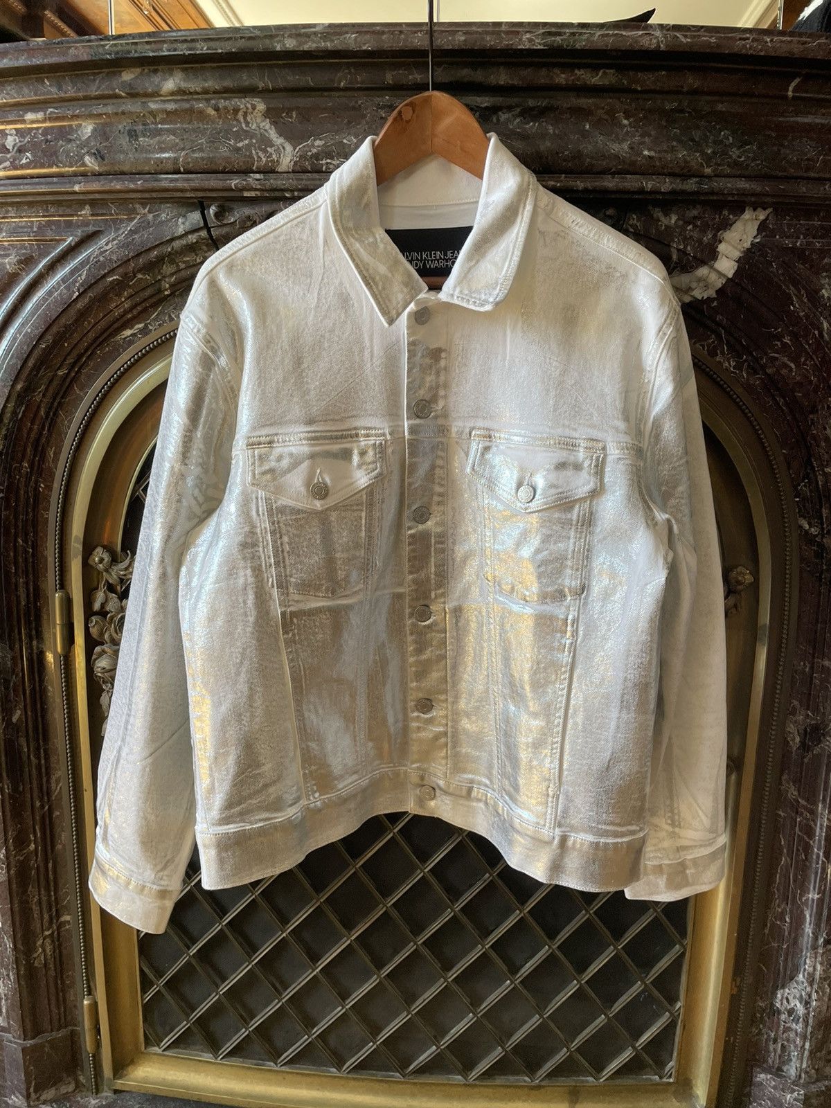 Calvin Klein 205W39NYC × Raf Simons Silver Waxed Warhol Denim Jacket Sample Size US M / EU 48-50 / 2 - 1 Thumbnail