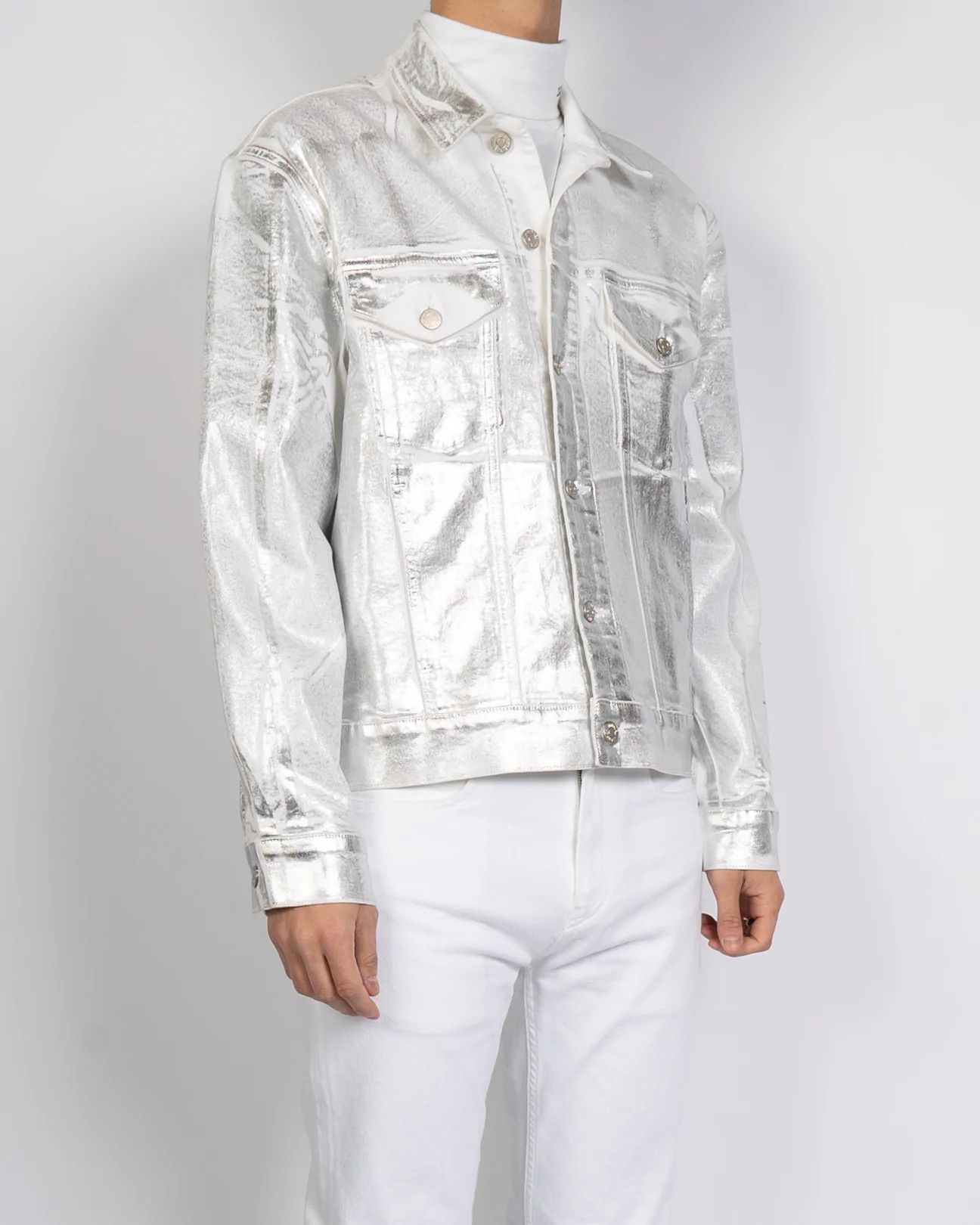 Calvin Klein 205W39NYC × Raf Simons Silver Waxed Warhol Denim Jacket Sample Size US M / EU 48-50 / 2 - 12 Thumbnail