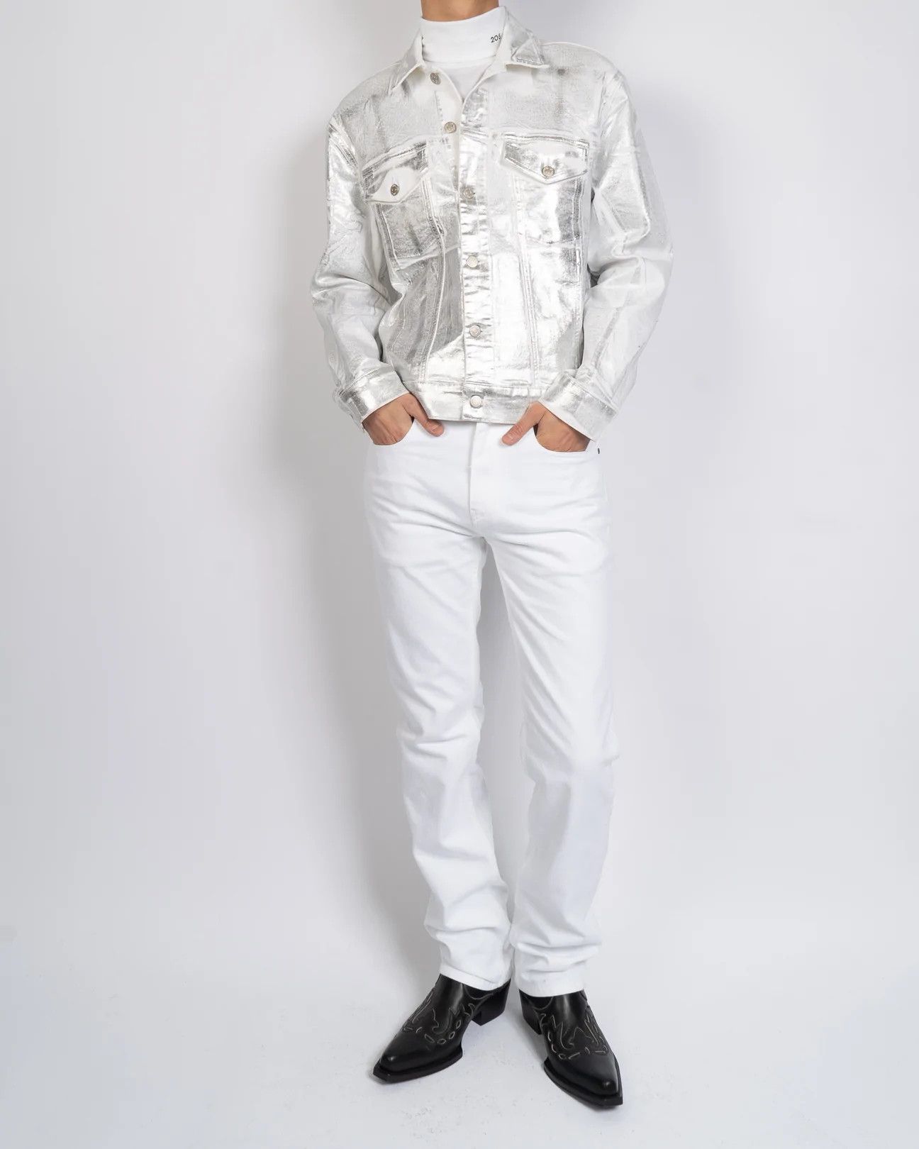 Calvin Klein 205W39NYC × Raf Simons Silver Waxed Warhol Denim Jacket Sample Size US M / EU 48-50 / 2 - 11 Thumbnail