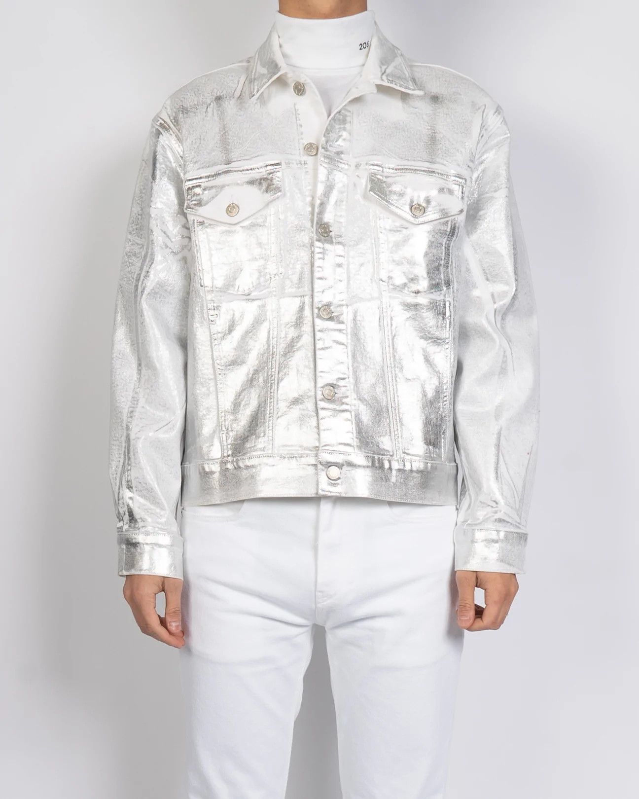 Calvin Klein 205W39NYC × Raf Simons Silver Waxed Warhol Denim Jacket Sample Size US M / EU 48-50 / 2 - 9 Thumbnail