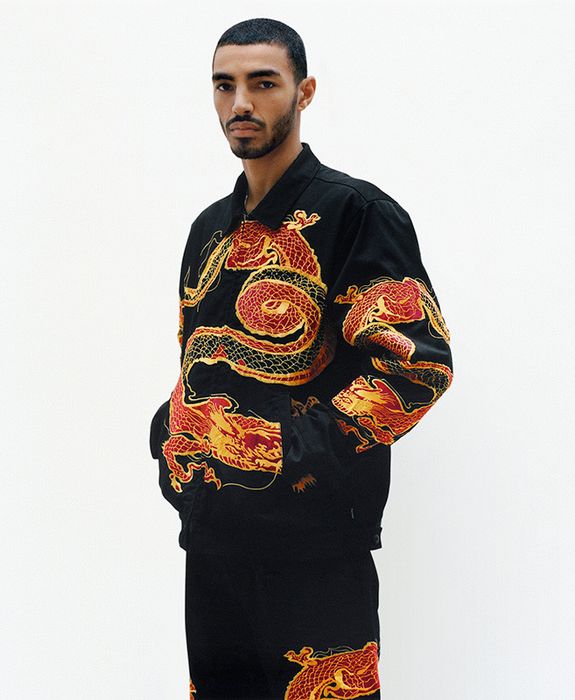 Supreme Supreme Dragon Embroidered Work Jacket - Black, Size