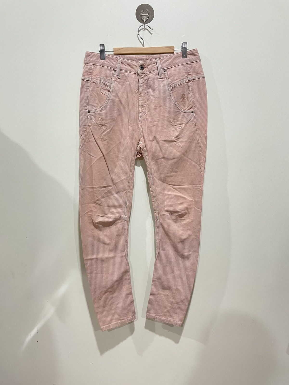 image of Diesel Fayza Relaxed Boyfriend Low Waist Pants in Pale Peach, Women's (Size 31)