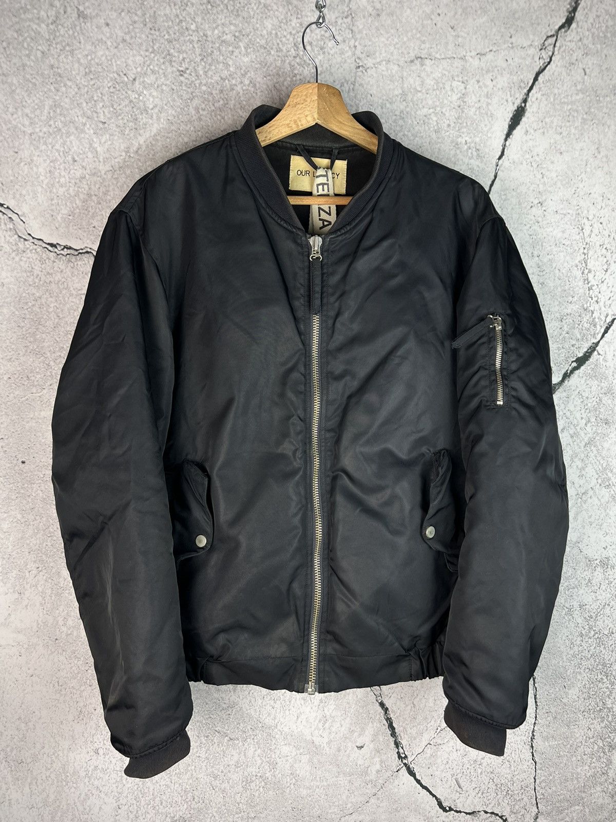 image of Our Legacy “ Midnight Shine “ Distressed Bomber Jacket in Black, Men's (Size Medium)