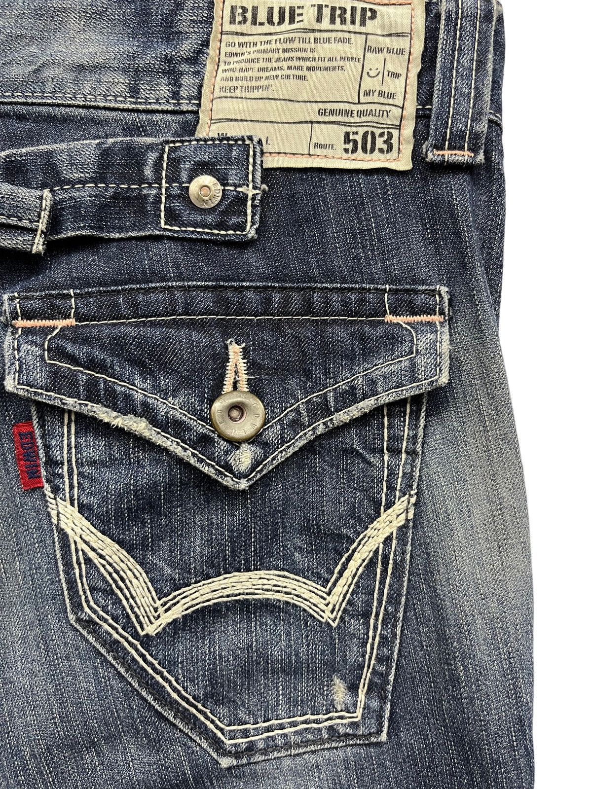 Edwin INSANE FLARE🔥VTG EDWIN 503 Distressed Buckle Back Low Rise Size 30" / US 8 / IT 44 - 11 Thumbnail