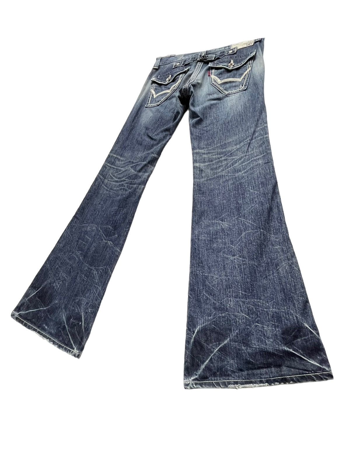 Edwin INSANE FLARE🔥VTG EDWIN 503 Distressed Buckle Back Low Rise Size 30" / US 8 / IT 44 - 8 Thumbnail