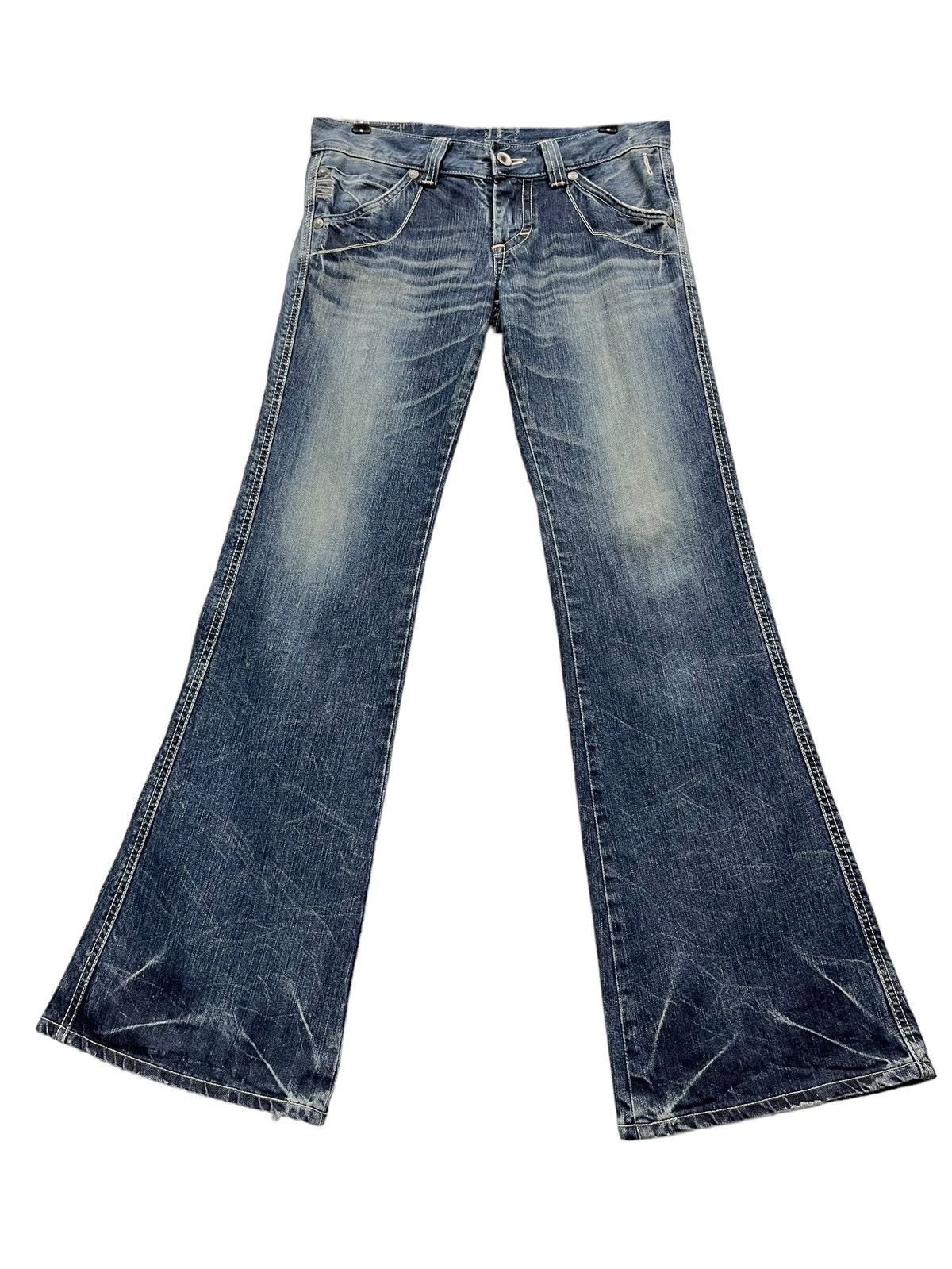 Edwin INSANE FLARE🔥VTG EDWIN 503 Distressed Buckle Back Low Rise Size 30" / US 8 / IT 44 - 2 Thumbnail