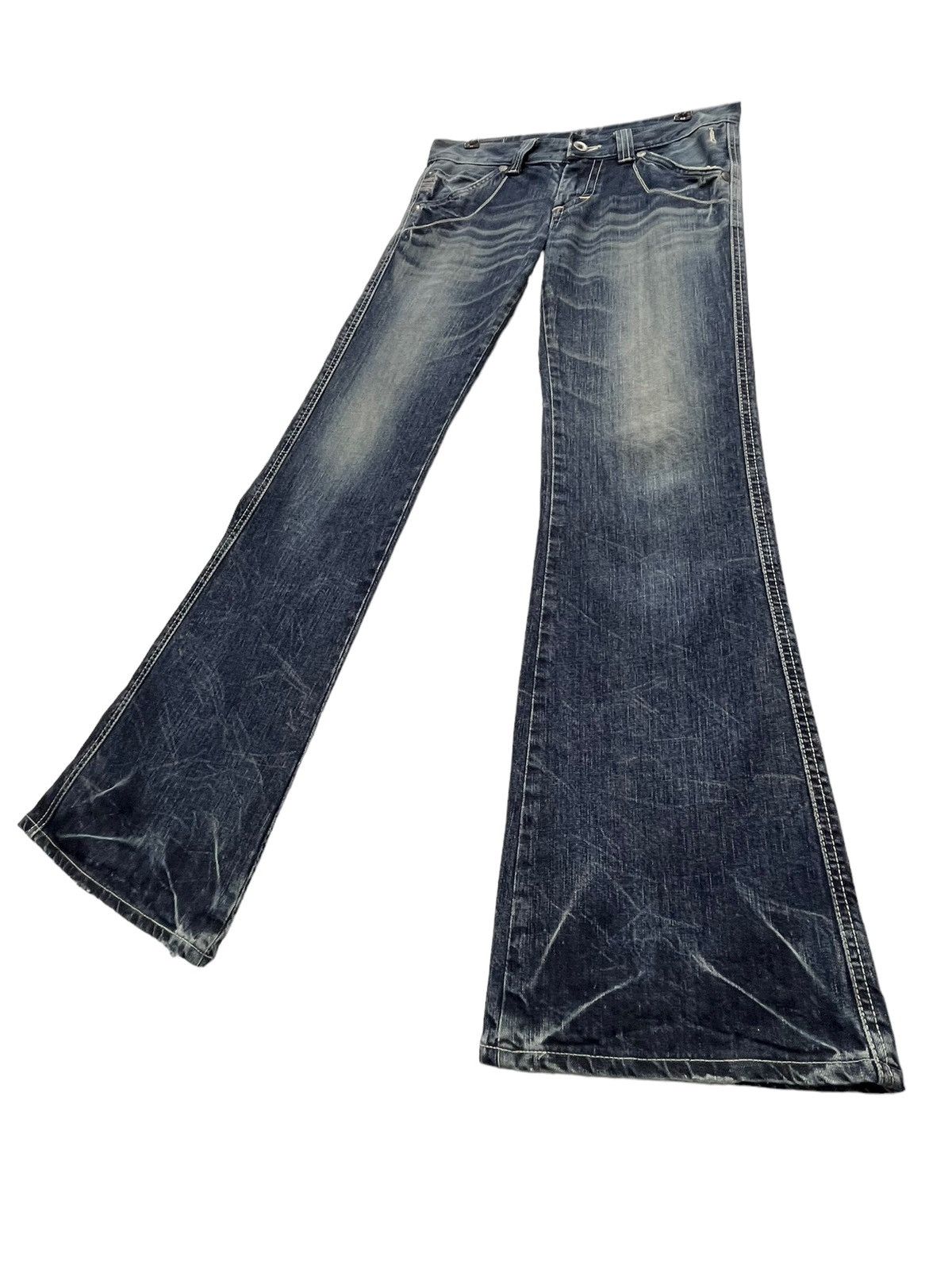 Edwin INSANE FLARE🔥VTG EDWIN 503 Distressed Buckle Back Low Rise Size 30" / US 8 / IT 44 - 1 Thumbnail