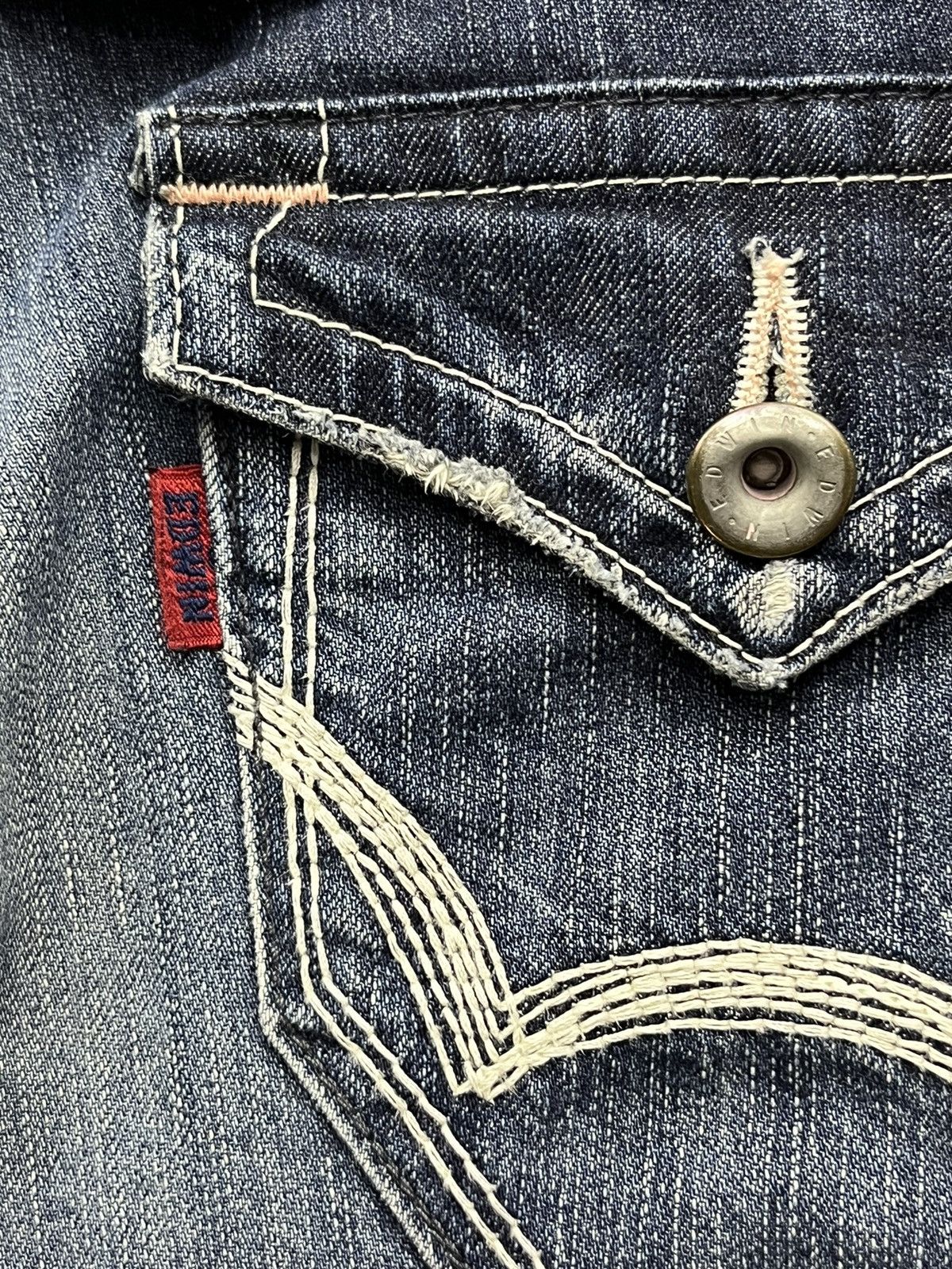 Edwin INSANE FLARE🔥VTG EDWIN 503 Distressed Buckle Back Low Rise Size 30" / US 8 / IT 44 - 12 Thumbnail