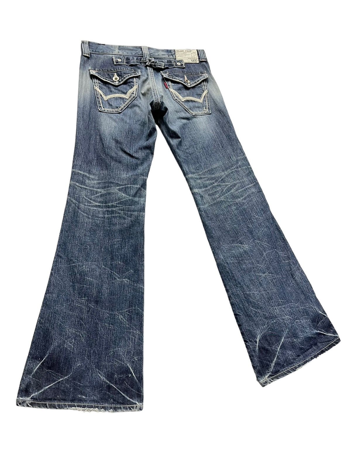 Edwin INSANE FLARE🔥VTG EDWIN 503 Distressed Buckle Back Low Rise Size 30" / US 8 / IT 44 - 7 Thumbnail