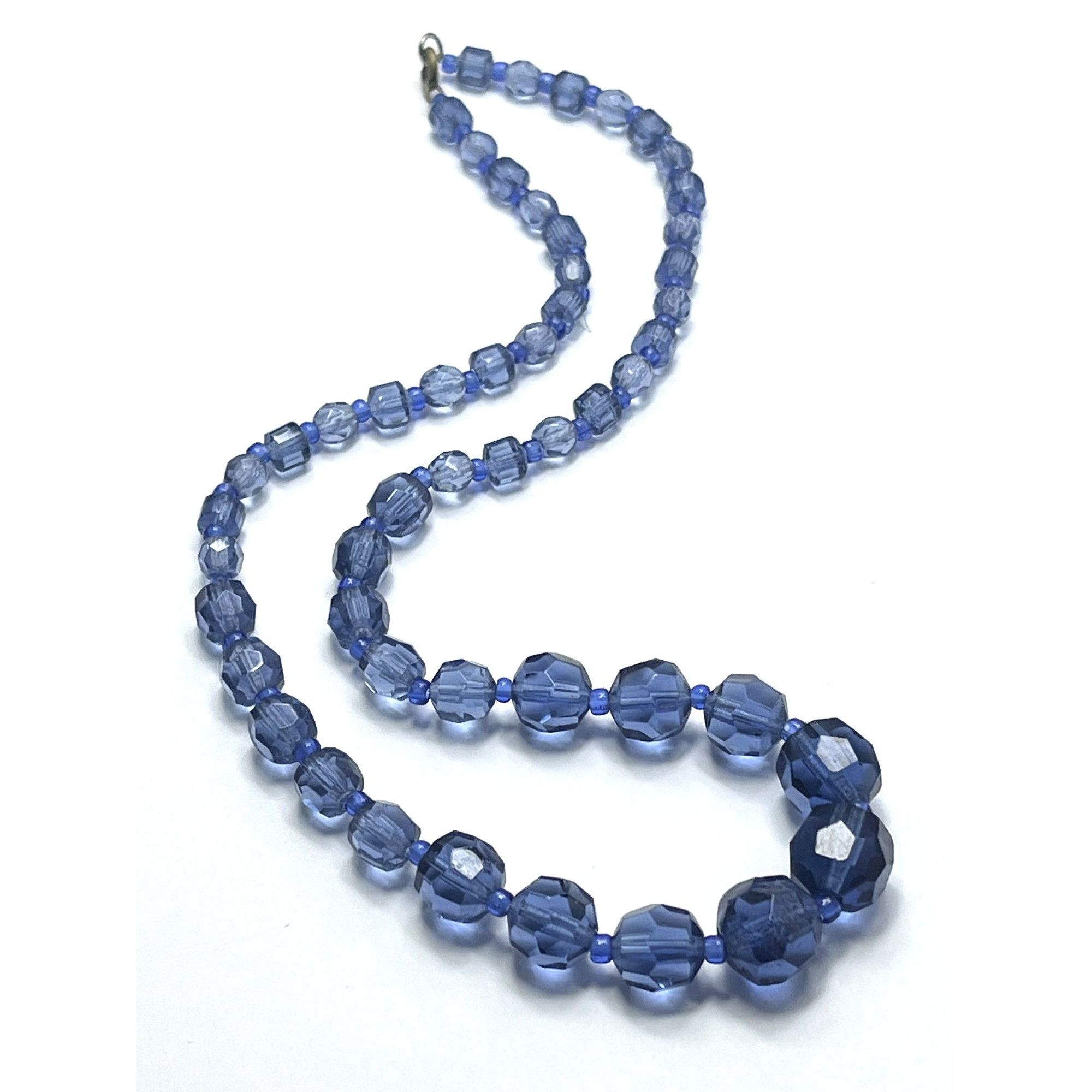 Estate Art Deco Blue Glass Beaded Necklace