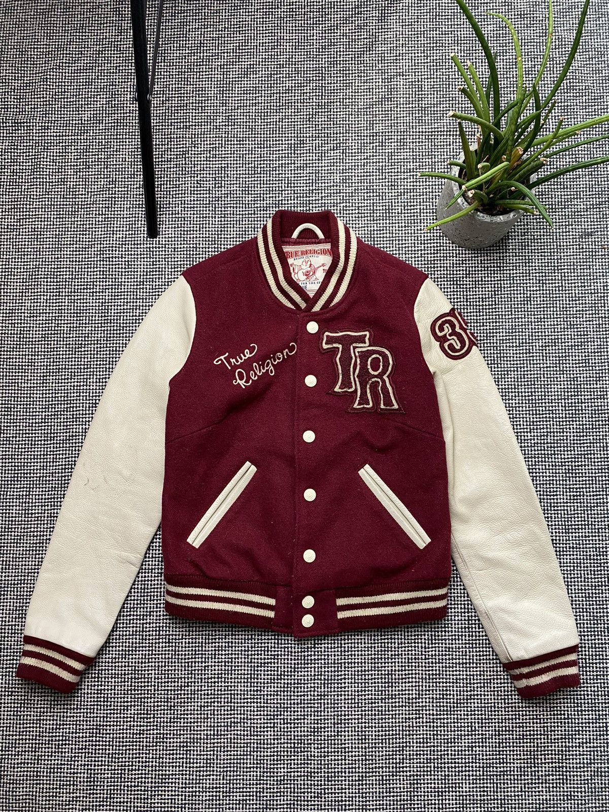 image of Spartans True Religion Vintage Wool Jacket Bombers in Red, Women's (Size XS)