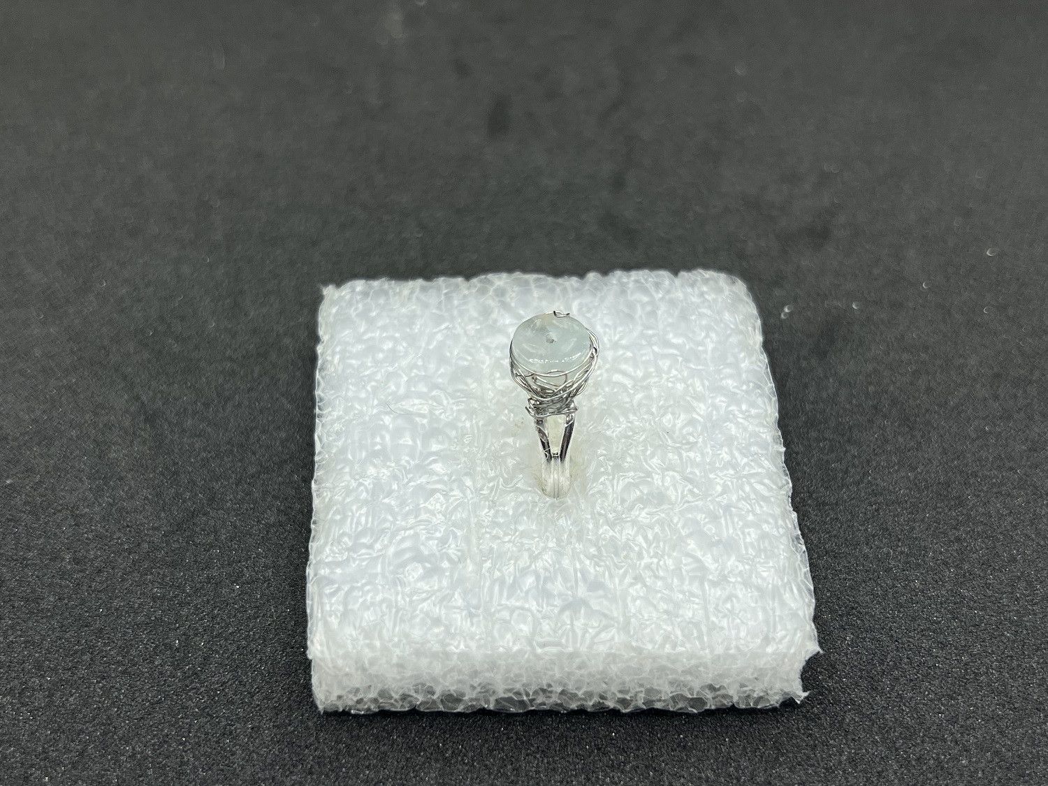 Designer Jade Stainless Steel ring with silver wire - size 5.5 Size ONE SIZE - 2 Thumbnail