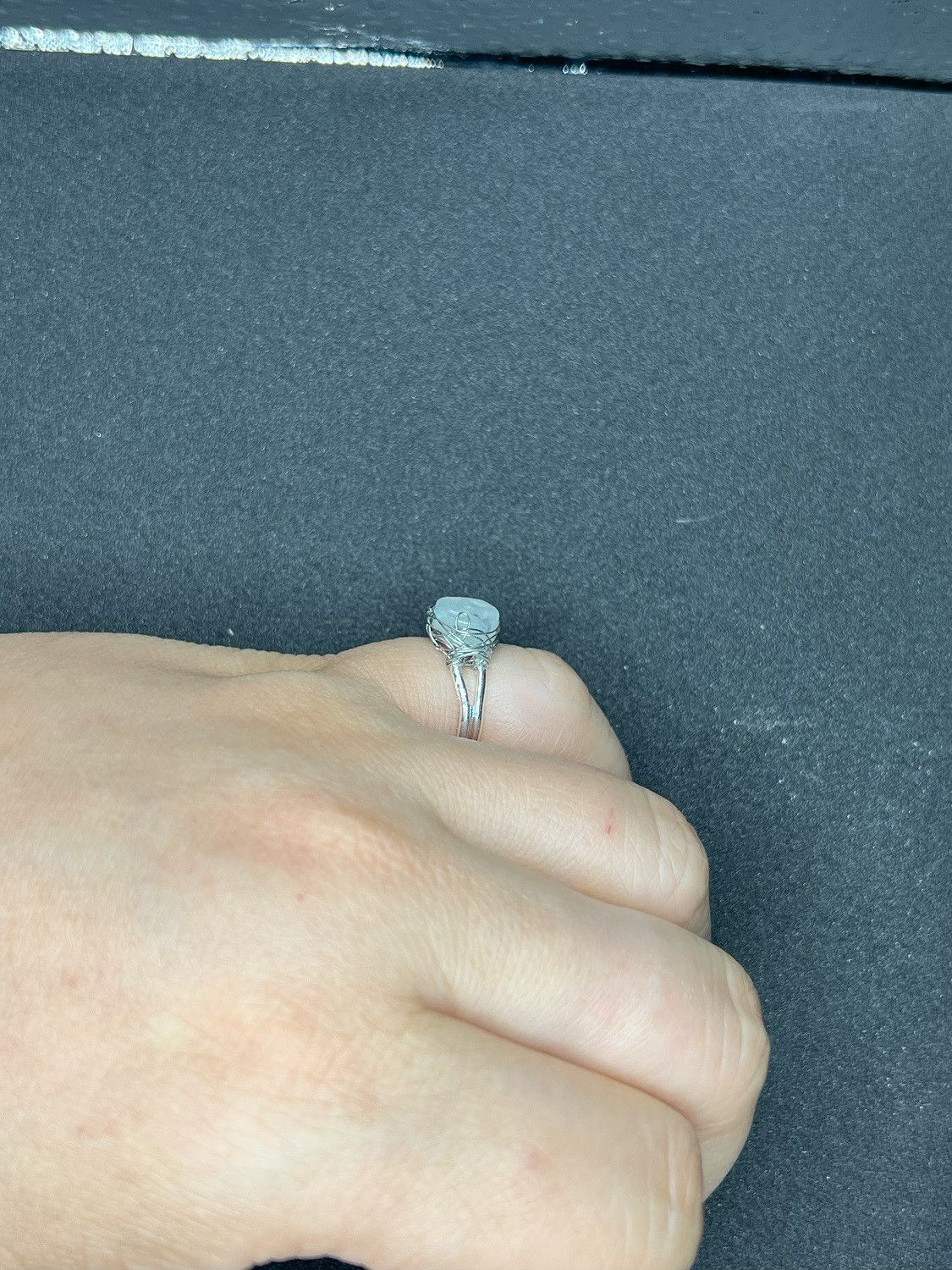 Designer Jade Stainless Steel ring with silver wire - size 5.5 Size ONE SIZE - 4 Thumbnail