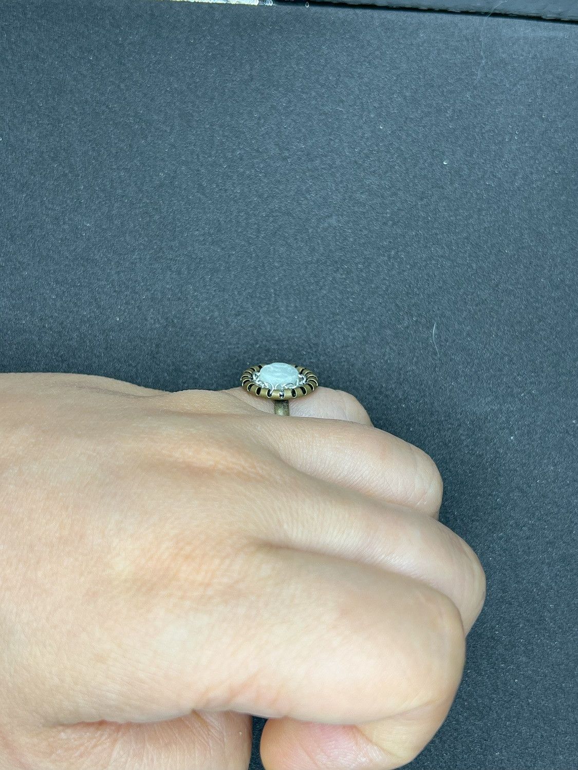 Handmade Coin Jade Bronze Ring with chain - Size 6.5 Size ONE SIZE - 4 Thumbnail