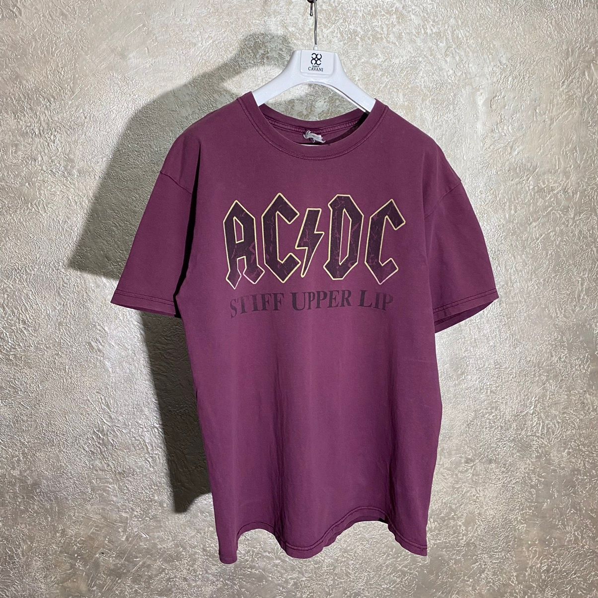 Pre-owned Acdc X Band Tees Anvil X Acdc 2000s Stiff Upper Lip Vintage T Shirt Tee In Burgandy