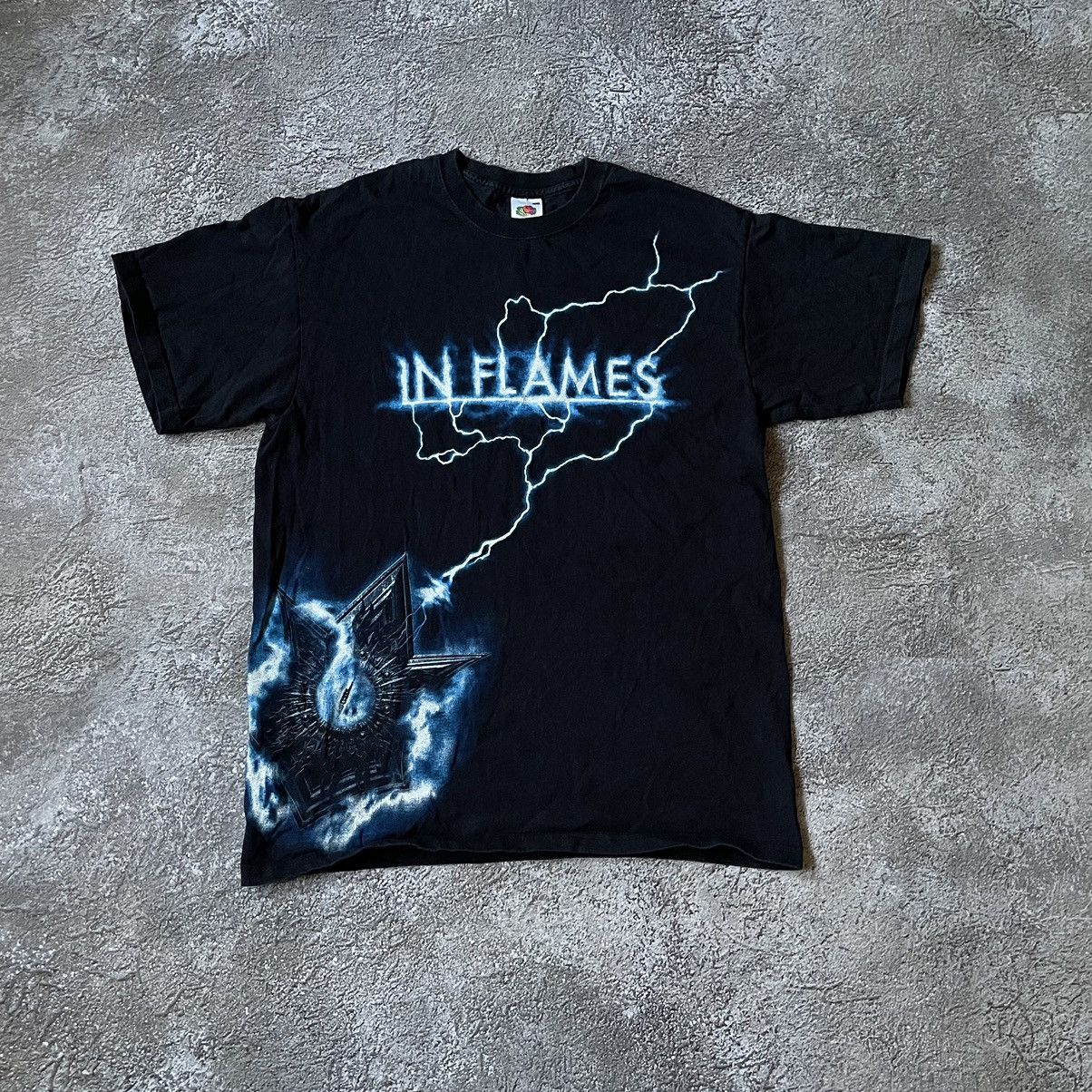 Vintage Vintage Y2K In Flames Lightning Graphic Tee Grunge Slim M Size US M / EU 48-50 / 2 - 3 Thumbnail