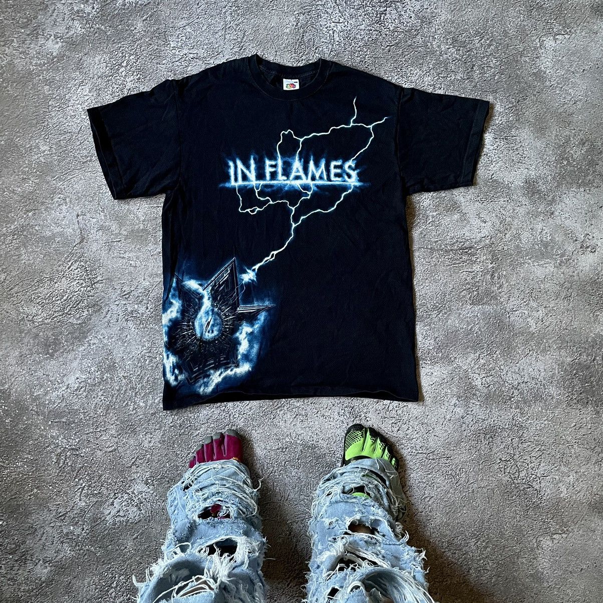 Vintage Vintage Y2K In Flames Lightning Graphic Tee Grunge Slim M Size US M / EU 48-50 / 2 - 1 Thumbnail