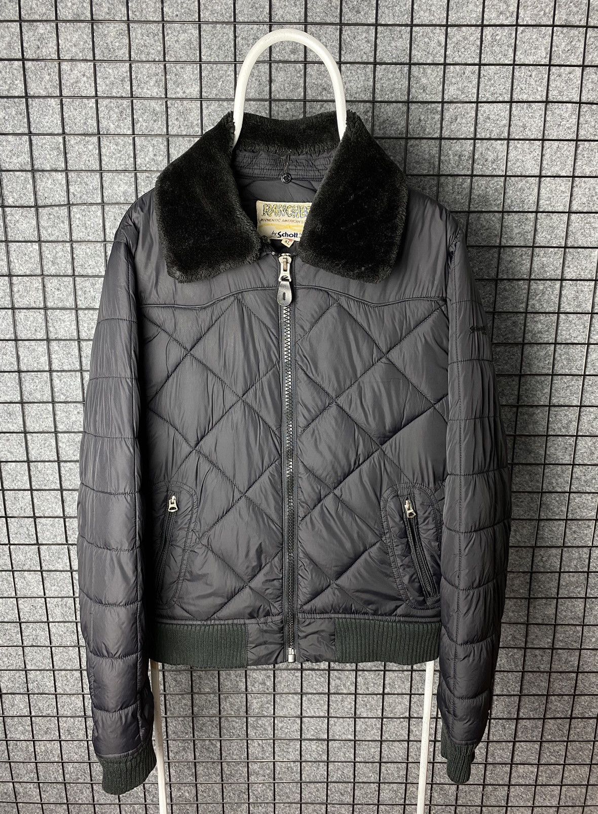 Vintage Schott Rancher Vintage Faux Fur Collar Quilted Jacket