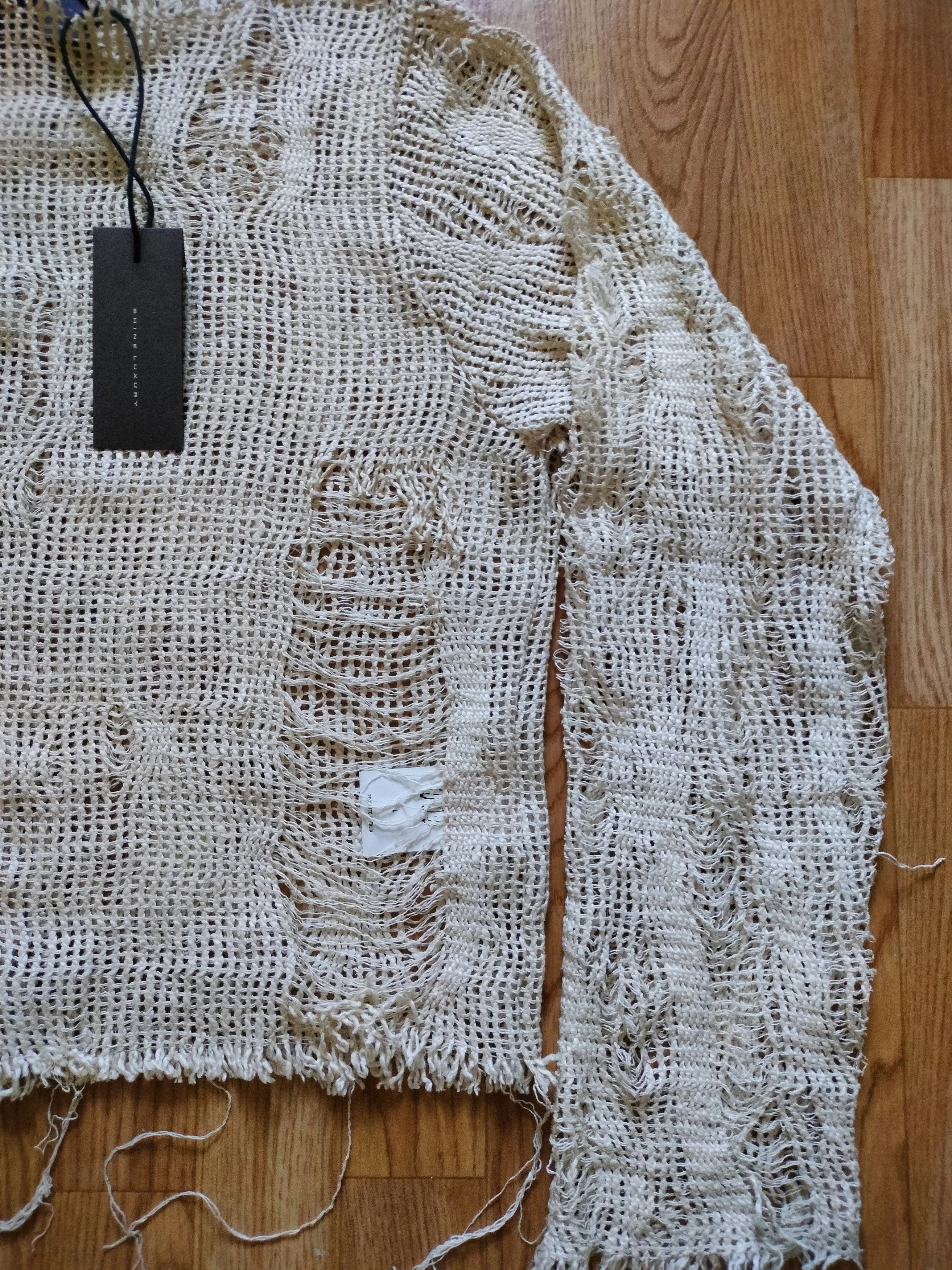 SHINE LUXURY Shine luxury "INCUBUS" woven distressed sweater Size US L / EU 52-54 / 3 - 6 Thumbnail