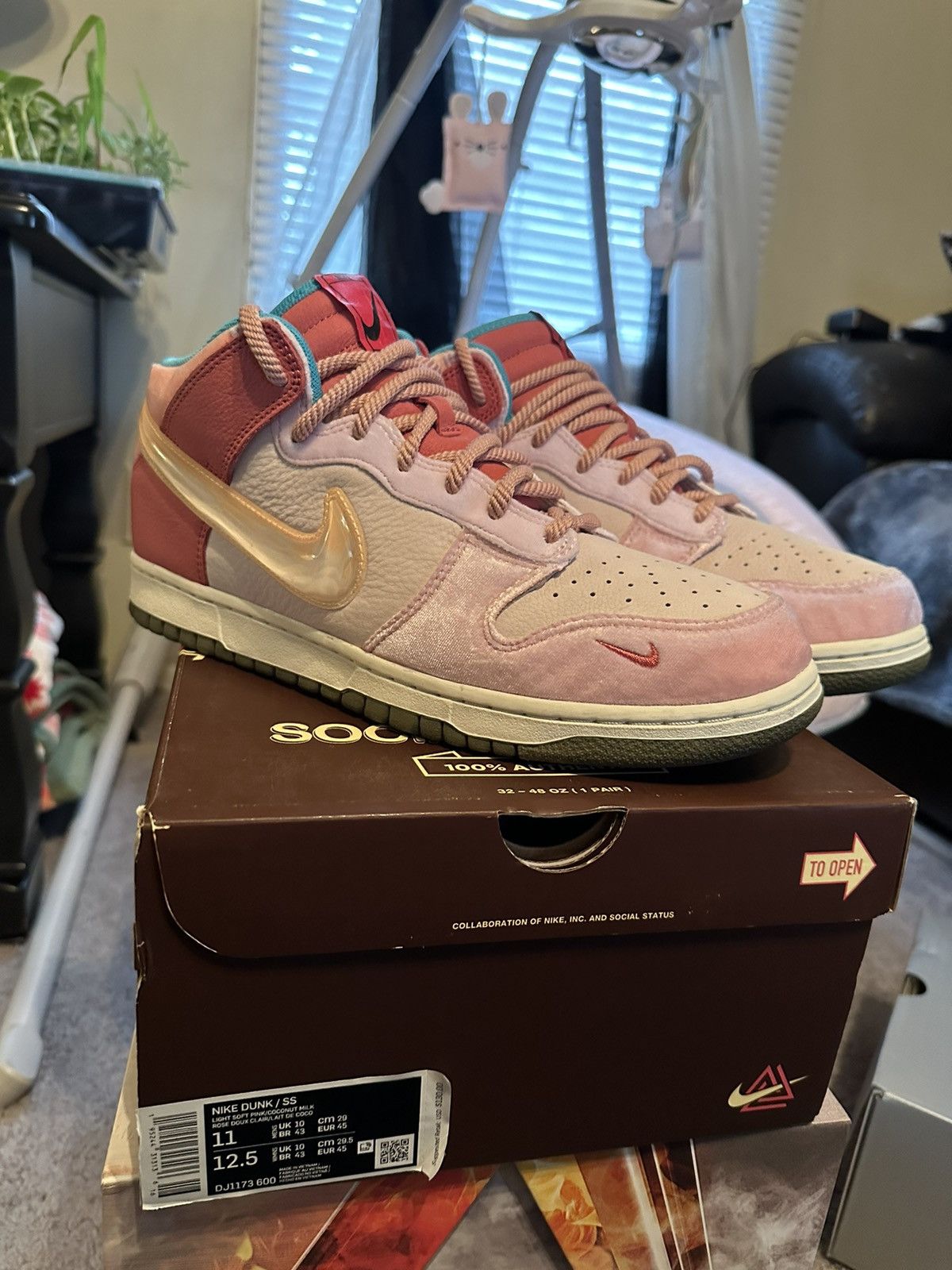 image of Nike Sb Dunk X Social Status “Strawberry Milk” Shoes in Pink, Men's (Size 11)