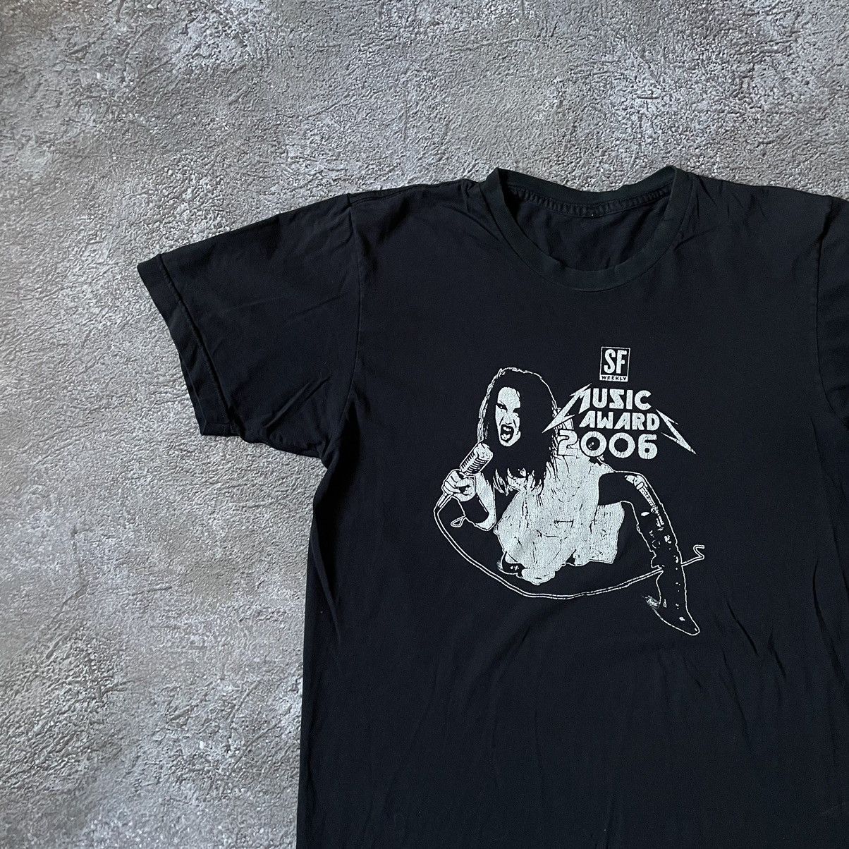 Vintage Vintage Y2K Graphic Tee Punk Creepy Face Black Baggy Faded M Size US M / EU 48-50 / 2 - 5 Thumbnail