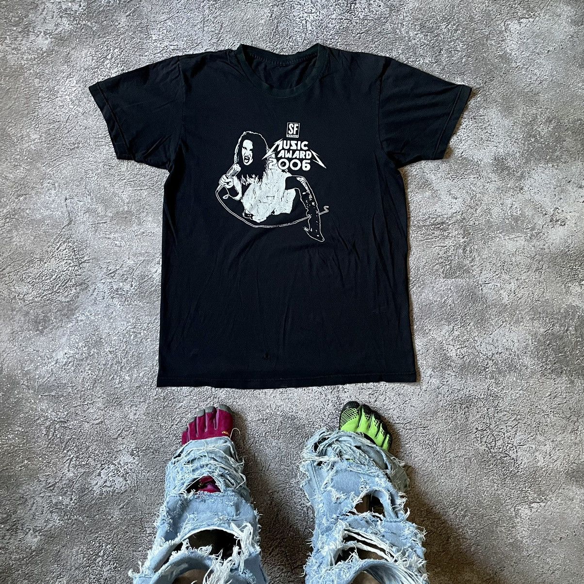 Vintage Vintage Y2K Graphic Tee Punk Creepy Face Black Baggy Faded M Size US M / EU 48-50 / 2 - 1 Thumbnail